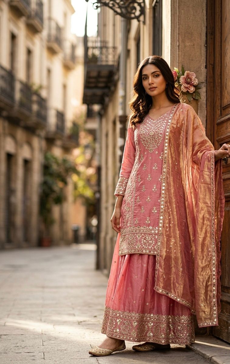 WW 1271 Peach | Peach Pure Endy Silk Salwar Suit with Embroidery Work & Sequins Work. Exclusive Offer ₹2399. Delivery 4-6 Working Days. Shop now. | Jump Suits, Salwar suit, Casual Suits, Creative suits, Designer Suits, Palazzo Suits, Party Wear Suits, Patiala Suits, Straight Suits
