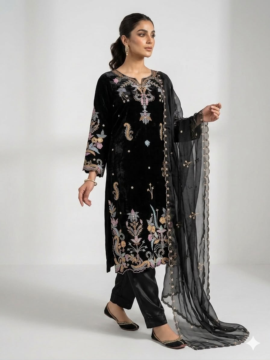 LG 2124 Black Color Roman Silk Salwar Suit with Embroidery Work. Available at ₹2149 only. Delivery 4-6 Working Days. Shop now. | Jump Suits, Salwar suit, Casual Suits, Creative suits, Designer Suits, Palazzo Suits, Party Wear Suits, Patiala Suits, Straight Suits