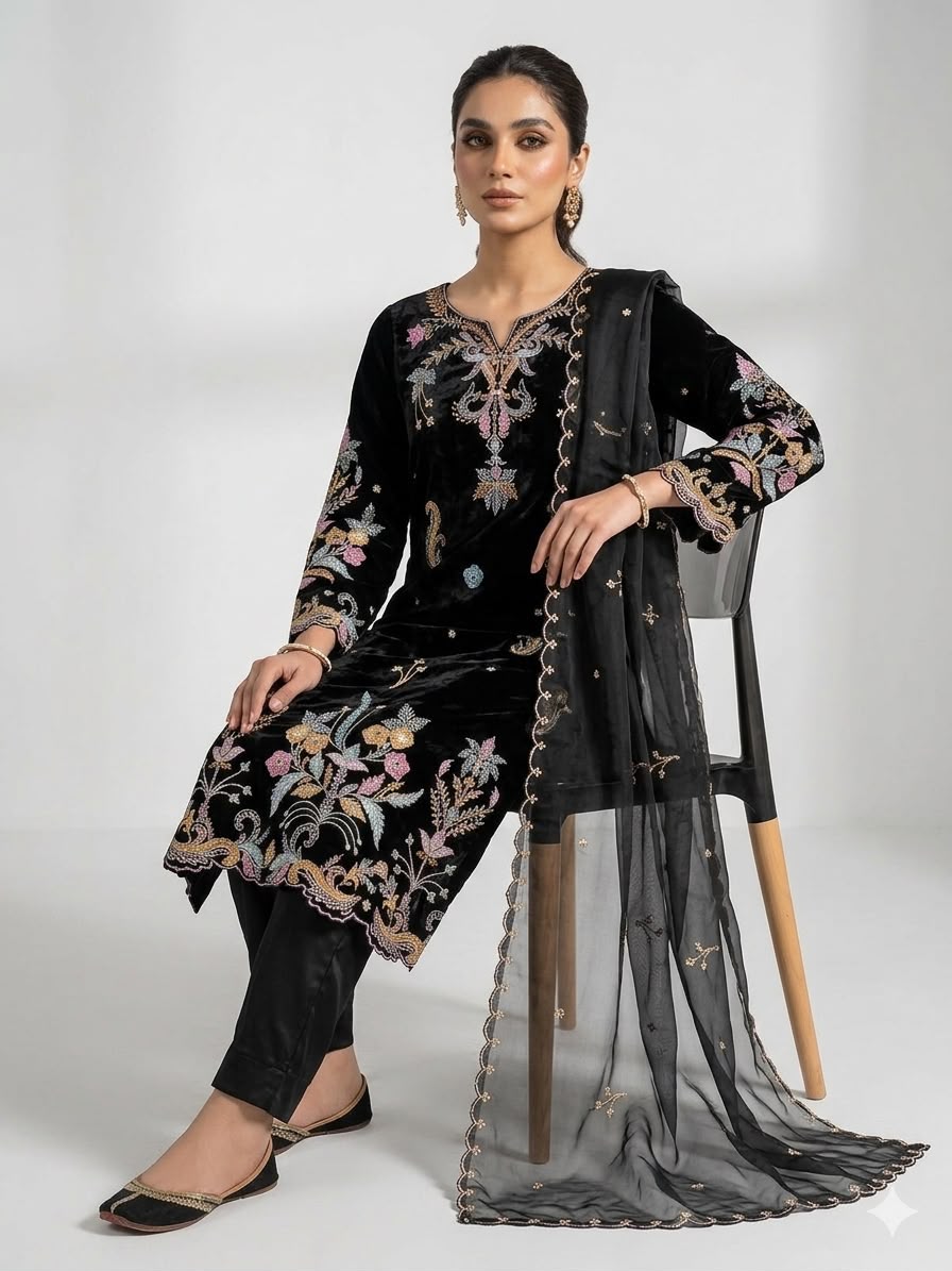 LG 2124 Black Color Roman Silk Salwar Suit with Embroidery Work. Available at ₹2149 only. Delivery 4-6 Working Days. Shop now. | Jump Suits, Salwar suit, Casual Suits, Creative suits, Designer Suits, Palazzo Suits, Party Wear Suits, Patiala Suits, Straight Suits