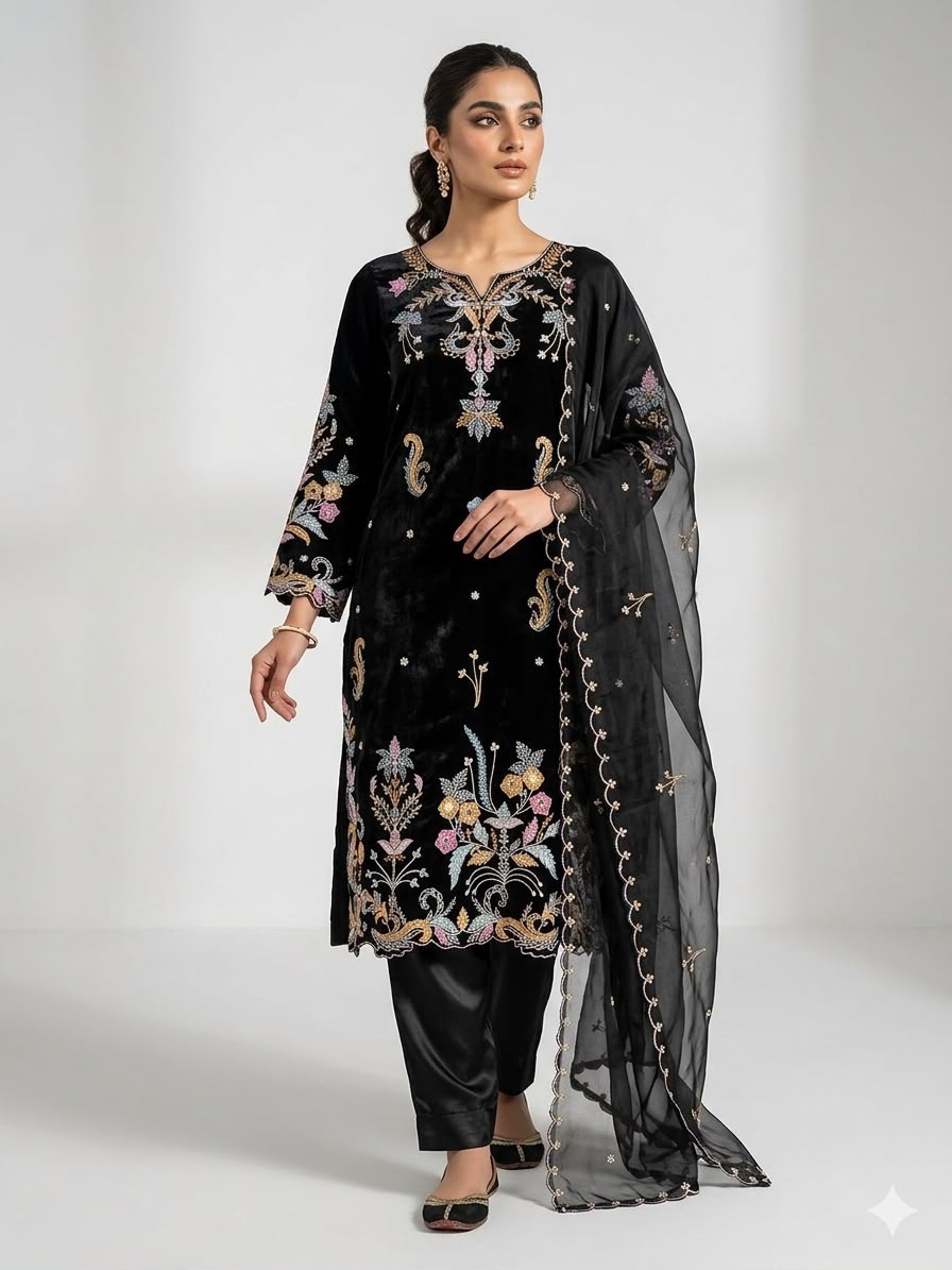 LG 2124 Black Color Roman Silk Salwar Suit with Embroidery Work. Available at ₹2149 only. Delivery 4-6 Working Days. Shop now. | Jump Suits, Salwar suit, Casual Suits, Creative suits, Designer Suits, Palazzo Suits, Party Wear Suits, Patiala Suits, Straight Suits