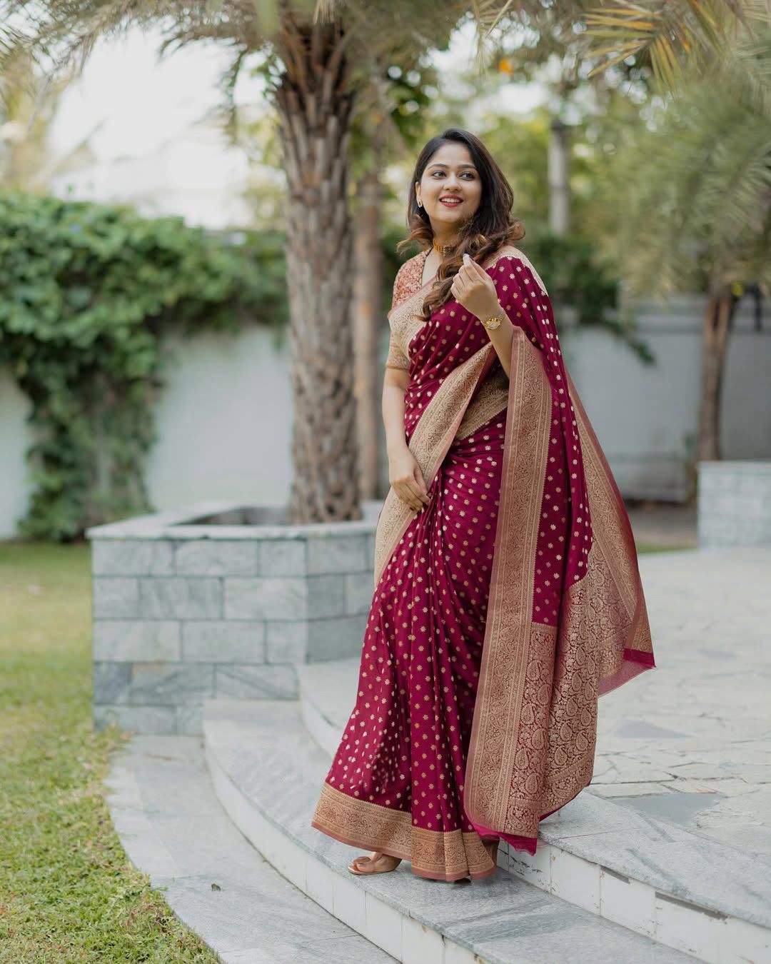 KPR 228 Red in Soft Lichi Silk Jacquard Work Designer Work Saree . Exclusive Offer ₹1349. Delivery 4-6 Working Days. Shop now. | Sarees, Bollywood Sarees, Creative Sarees, Designer Sarees, Embroidered Sarees, Ethnic Saree, Modern Digital sarees, Party Wear Sarees