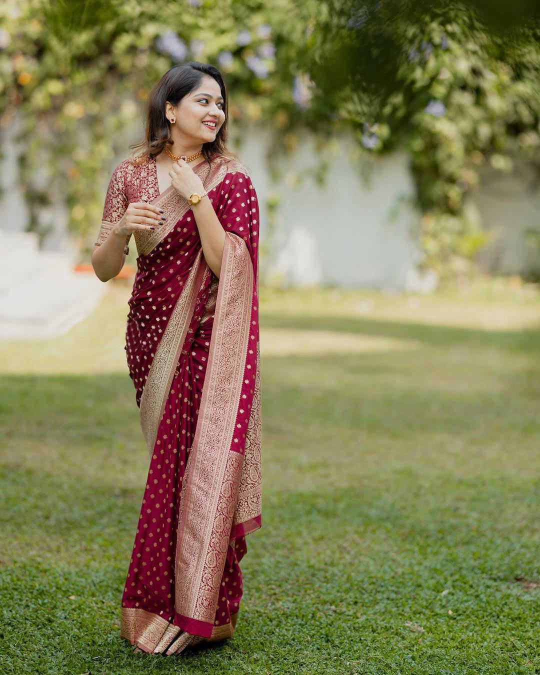 KPR 228 Red in Soft Lichi Silk Jacquard Work Designer Work Saree . Exclusive Offer ₹1349. Delivery 4-6 Working Days. Shop now. | Sarees, Bollywood Sarees, Creative Sarees, Designer Sarees, Embroidered Sarees, Ethnic Saree, Modern Digital sarees, Party Wear Sarees
