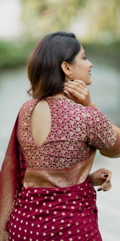 KPR 228 Red in Soft Lichi Silk Jacquard Work Designer Work Saree . Exclusive Offer ₹1349. Delivery 4-6 Working Days. Shop now. | Sarees, Bollywood Sarees, Creative Sarees, Designer Sarees, Embroidered Sarees, Ethnic Saree, Modern Digital sarees, Party Wear Sarees