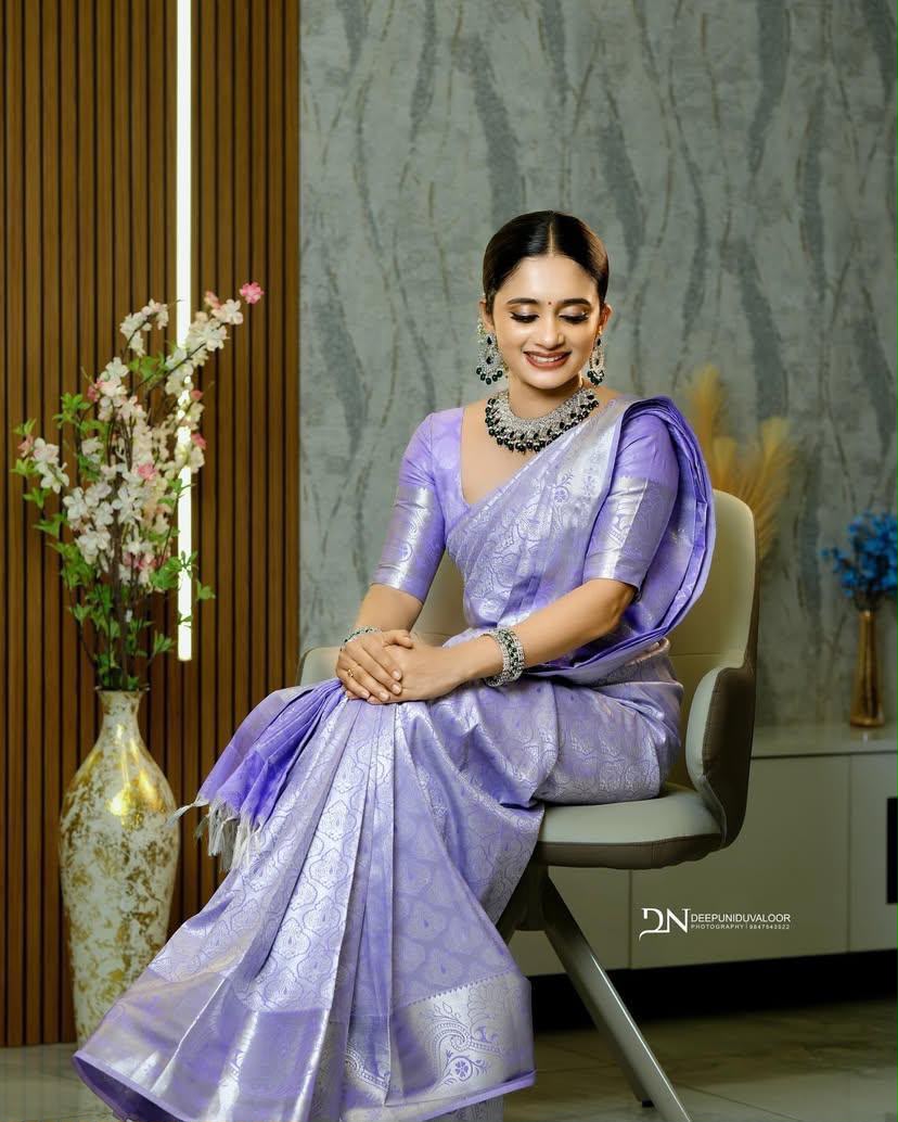 KPR 259 Lavender Soft Lichi Silk Saree with Lace Work & Lace Border. Introductory Price ₹1349. Delivery 4-6 Working Days. Shop now. | Sarees, Bollywood Sarees, Creative Sarees, Designer Sarees, Embroidered Sarees, Ethnic Saree, Modern Digital sarees, Party Wear Sarees