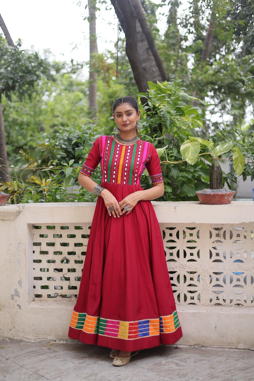 KA 1202 Red Roman Gown with Mirror Work. Wedding, Party, Festive, Events Get it for ₹2049. Delivery 4-6 Working Days. Shop now. | Gowns, Bollywood Gowns, Creative Gowns, Designer Gowns, Embroidered Gowns, Party Wear Gowns
