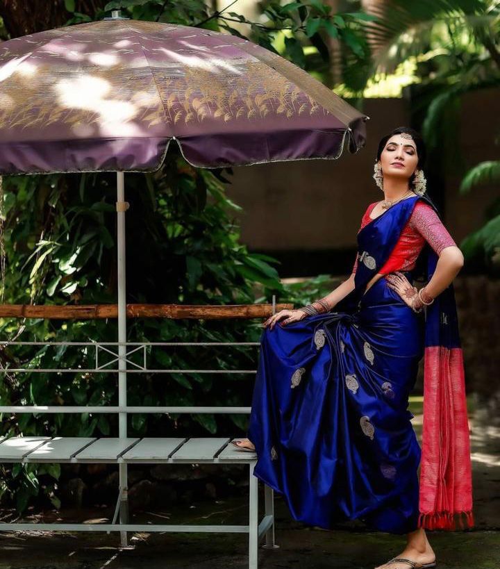 KP 2053 Blue in Soft Lichi Silk Jacquard Work Designer Work Saree . Exclusive Offer ₹1249. Delivery 4-6 Working Days. Shop now. | Sarees, Bollywood Sarees, Creative Sarees, Designer Sarees, Embroidered Sarees, Ethnic Saree, Modern Digital sarees, Party Wear Sarees