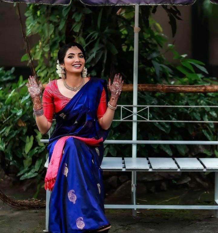 KP 2053 Blue in Soft Lichi Silk Jacquard Work Designer Work Saree . Exclusive Offer ₹1249. Delivery 4-6 Working Days. Shop now. | Sarees, Bollywood Sarees, Creative Sarees, Designer Sarees, Embroidered Sarees, Ethnic Saree, Modern Digital sarees, Party Wear Sarees