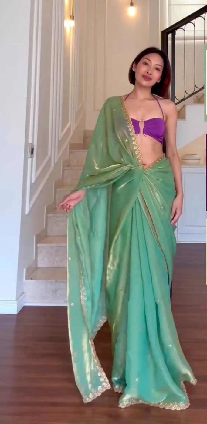 KD 633 Sea Green | Sea Green Fendy Silk Saree with Sequins Work. Festive Deal ₹1849. Delivery 4-6 Working Days. Shop now. | Sarees, Bollywood Sarees, Creative Sarees, Designer Sarees, Embroidered Sarees, Ethnic Saree, Modern Digital sarees, Party Wear Sarees