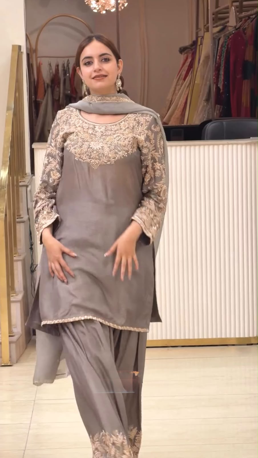 AD 242 Grey Color Chinon Silk Salwar Suit with Embroidery Work. Online Get it for ₹2249. Delivery 4-6 Working Days. Shop now. | Jump Suits, Salwar suit, Casual Suits, Creative suits, Designer Suits, Palazzo Suits, Party Wear Suits, Patiala Suits, Straight Suits