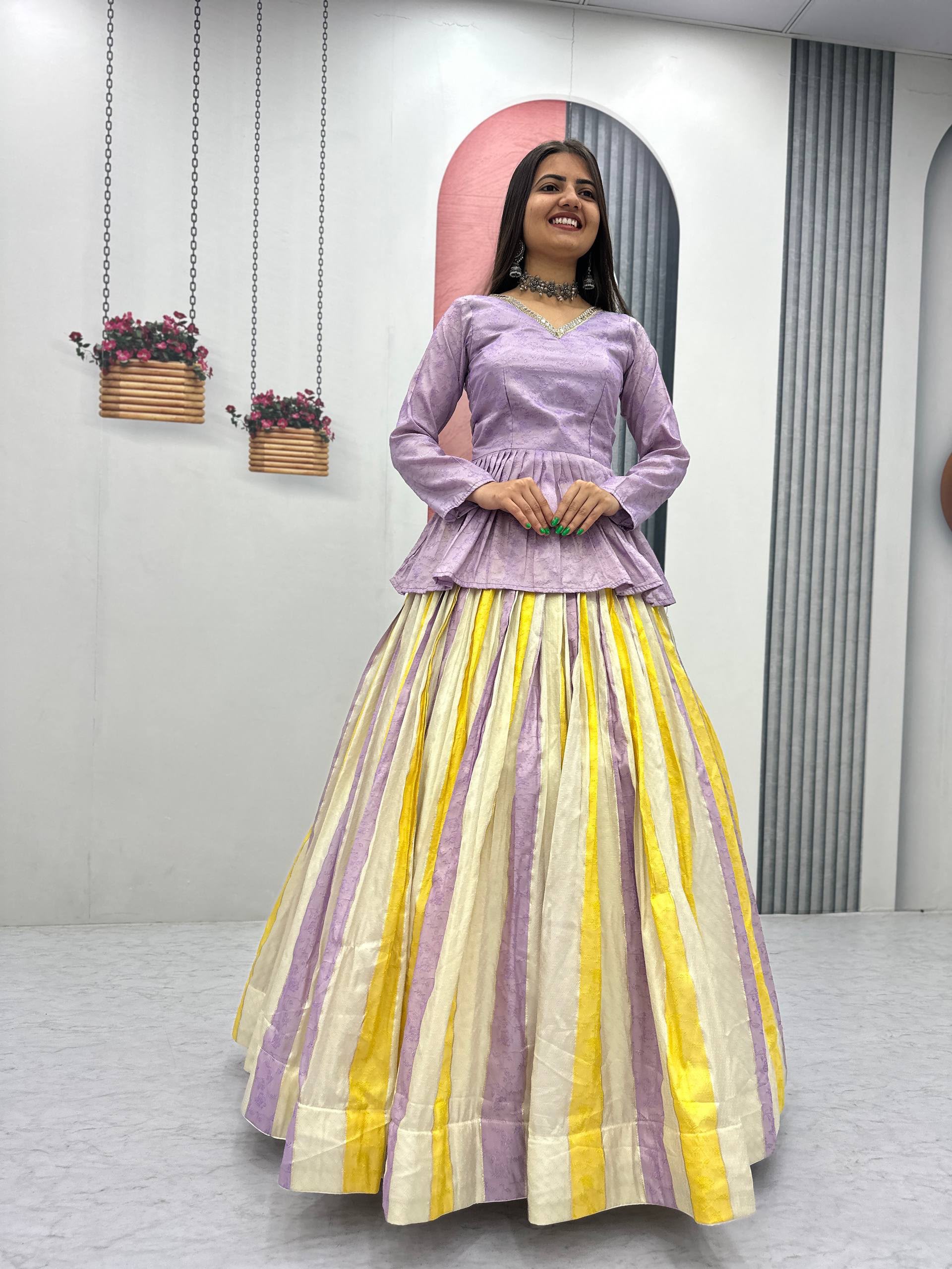 PC 573 Lavender in Jacquard Silk Designer Work Lehenga Choli . Introductory Price ₹2249. Delivery 4-6 Working Days. Shop now. | Lehenga, Bollywood Lehenga, Creative Lehenga, Designer Lehenga, Embroidered Lehenga, Party Wear Lehenga