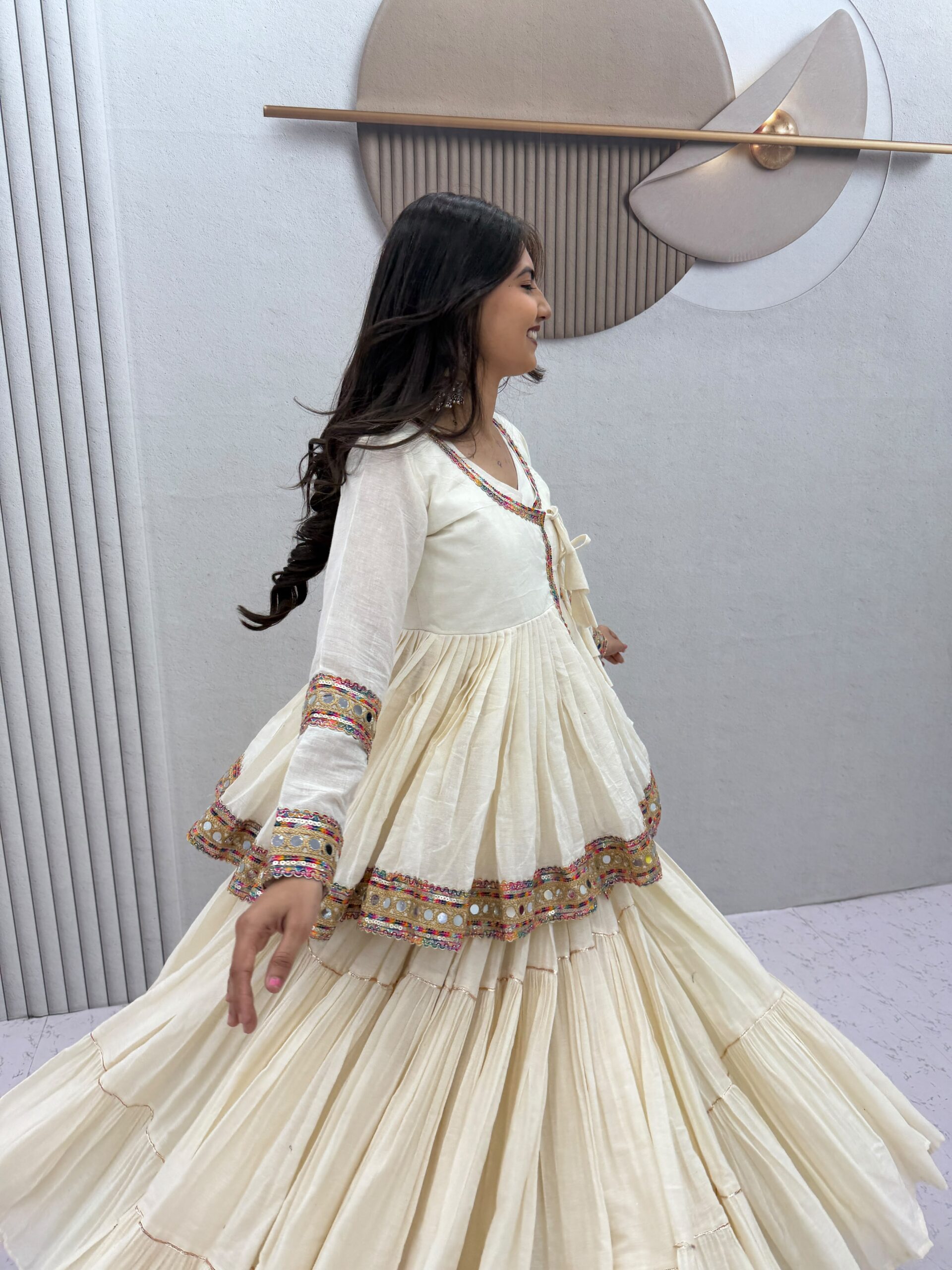 PC 596 Off White in Pure Cotton Mirror Work & Gamthi Work Lehenga Choli . Exclusive Offer ₹2999. Delivery 4-6 Working Days. Shop now. | Lehenga, Bollywood Lehenga, Creative Lehenga, Designer Lehenga, Embroidered Lehenga, Party Wear Lehenga