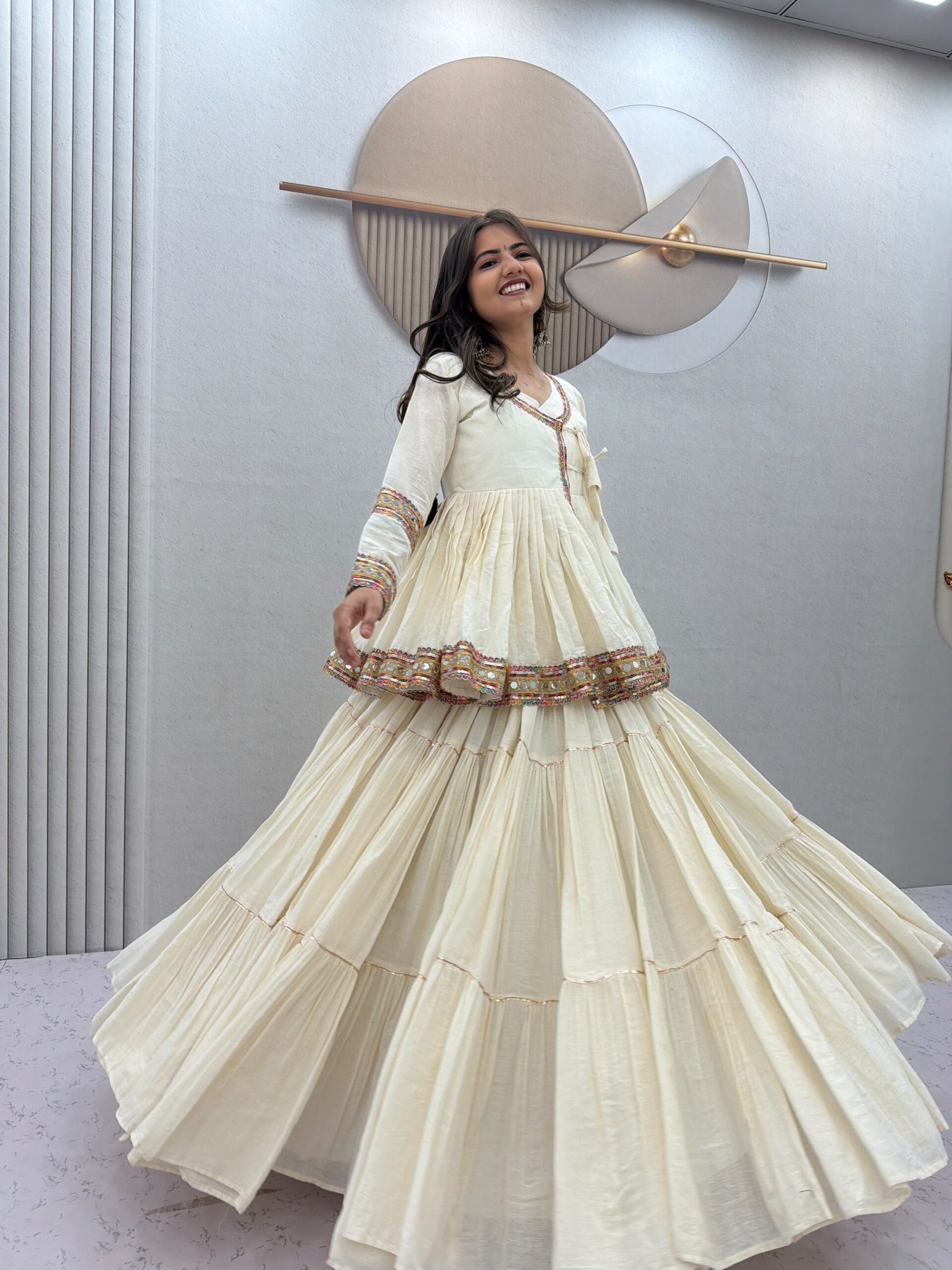 PC 596 Off White in Pure Cotton Mirror Work & Gamthi Work Lehenga Choli . Exclusive Offer ₹2999. Delivery 4-6 Working Days. Shop now. | Lehenga, Bollywood Lehenga, Creative Lehenga, Designer Lehenga, Embroidered Lehenga, Party Wear Lehenga