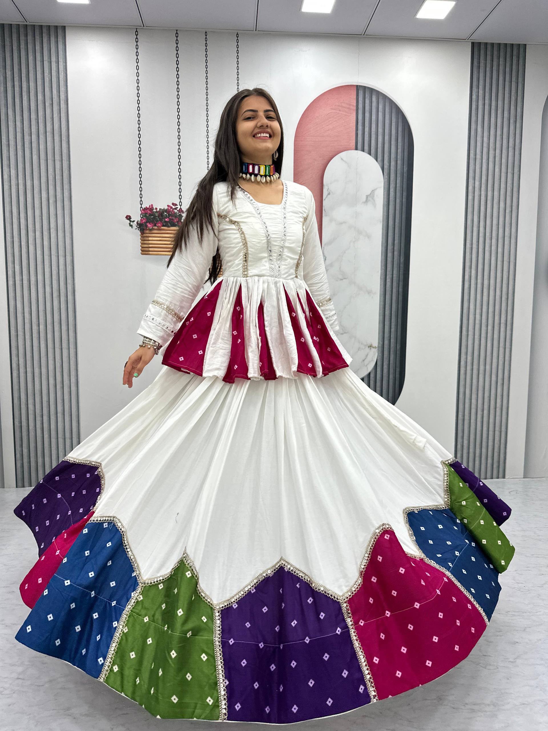 PC N54 White in Pure Cotton Mirror Work & Gamthi Work Lehenga Choli . Exclusive Offer ₹3049. Delivery 4-6 Working Days. Shop now. | Lehenga, Bollywood Lehenga, Creative Lehenga, Designer Lehenga, Embroidered Lehenga, Party Wear Lehenga