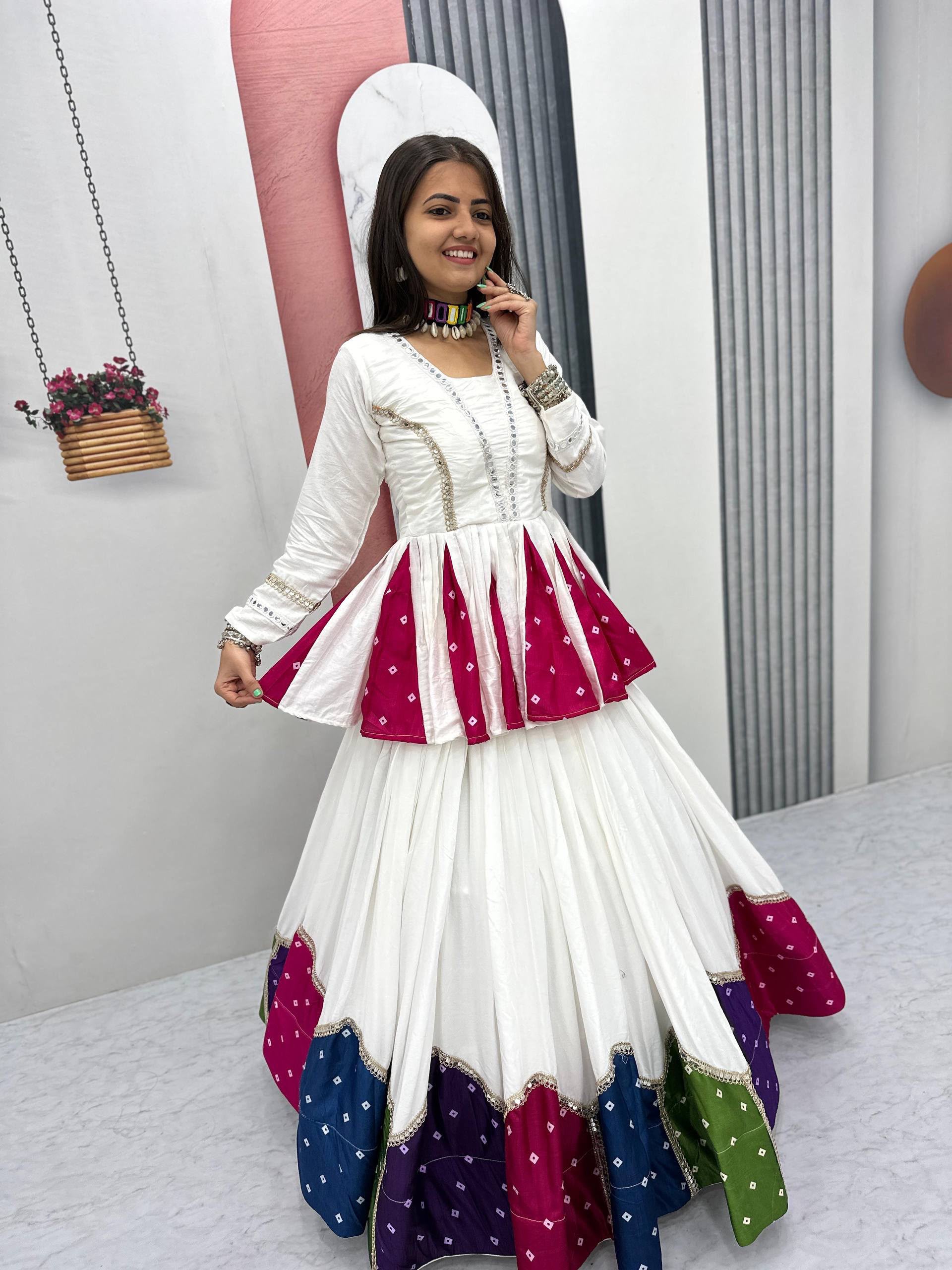 PC N54 White in Pure Cotton Mirror Work & Gamthi Work Lehenga Choli . Exclusive Offer ₹3049. Delivery 4-6 Working Days. Shop now. | Lehenga, Bollywood Lehenga, Creative Lehenga, Designer Lehenga, Embroidered Lehenga, Party Wear Lehenga