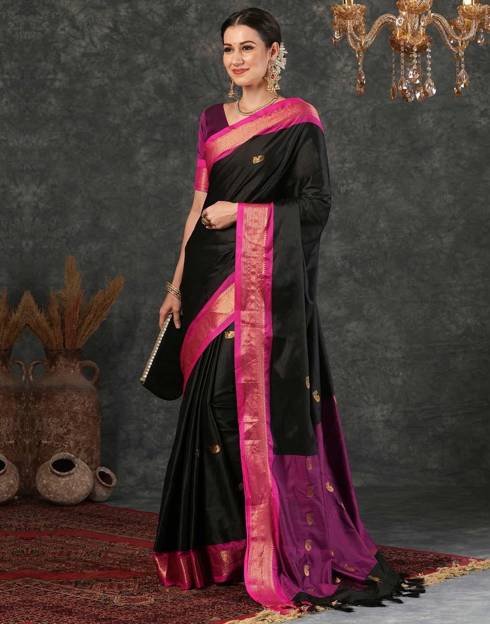 KP 7009 Black Soft Lichi Silk Saree with Lace Work & Lace Border. Introductory Price ₹1649. Delivery 4-6 Working Days. Shop now. | Sarees, Bollywood Sarees, Creative Sarees, Designer Sarees, Embroidered Sarees, Ethnic Saree, Modern Digital sarees, Party Wear Sarees