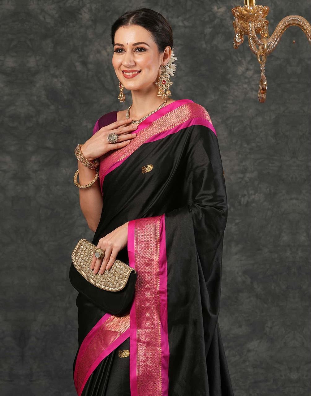 KP 7009 Black Soft Lichi Silk Saree with Lace Work & Lace Border. Introductory Price ₹1649. Delivery 4-6 Working Days. Shop now. | Sarees, Bollywood Sarees, Creative Sarees, Designer Sarees, Embroidered Sarees, Ethnic Saree, Modern Digital sarees, Party Wear Sarees