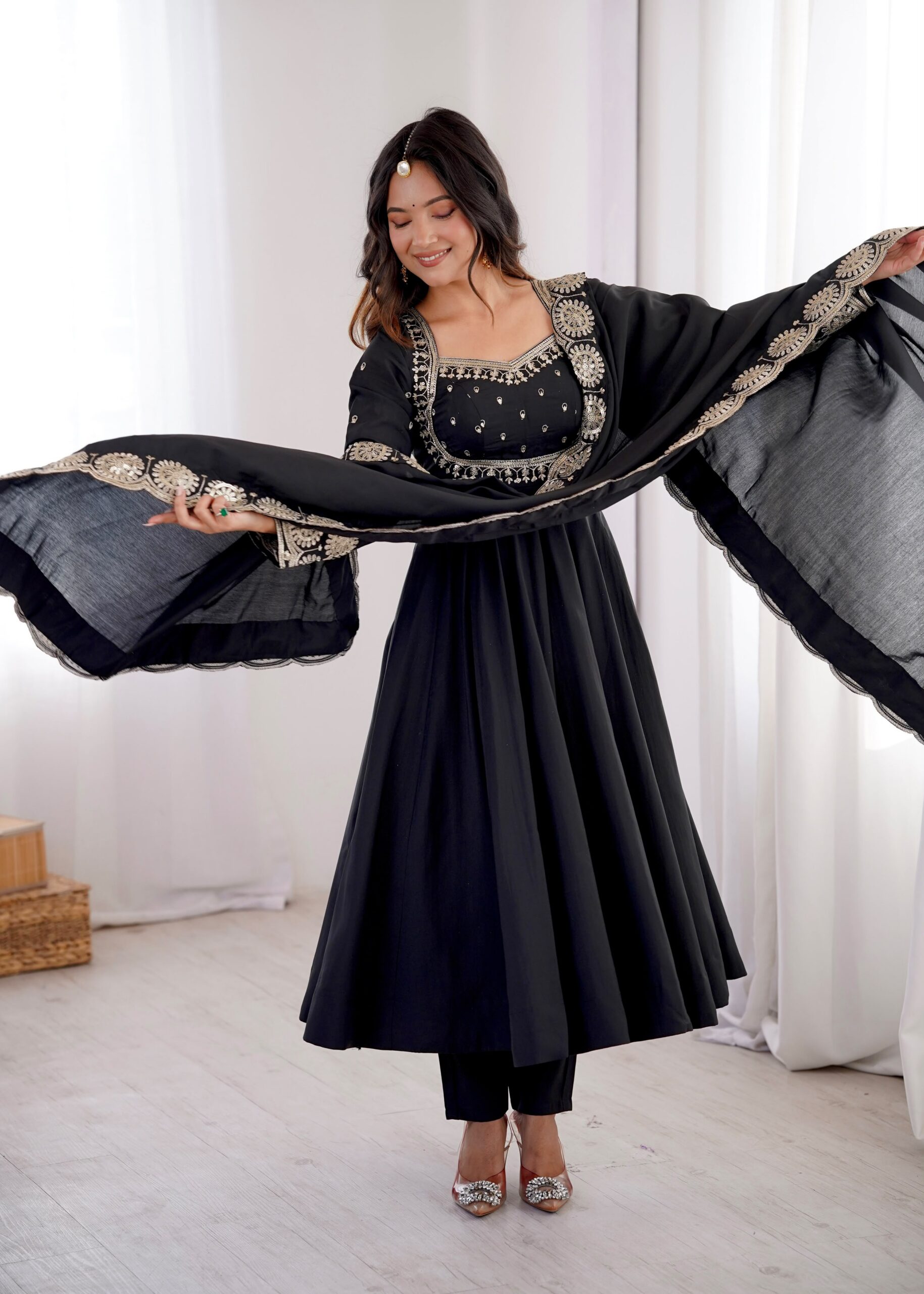 ZF 5026 Black Colour Roman Silk Salwar Suit with Embroidery Work. Best Price ₹2399. Delivery 4-6 Working Days. Online Shop now. | Anarkali Suits, Bollywood Anarkali, Creative-Anarkali, Designer Anarkali, Embroidered Anarkali, Party Wear Anarkali