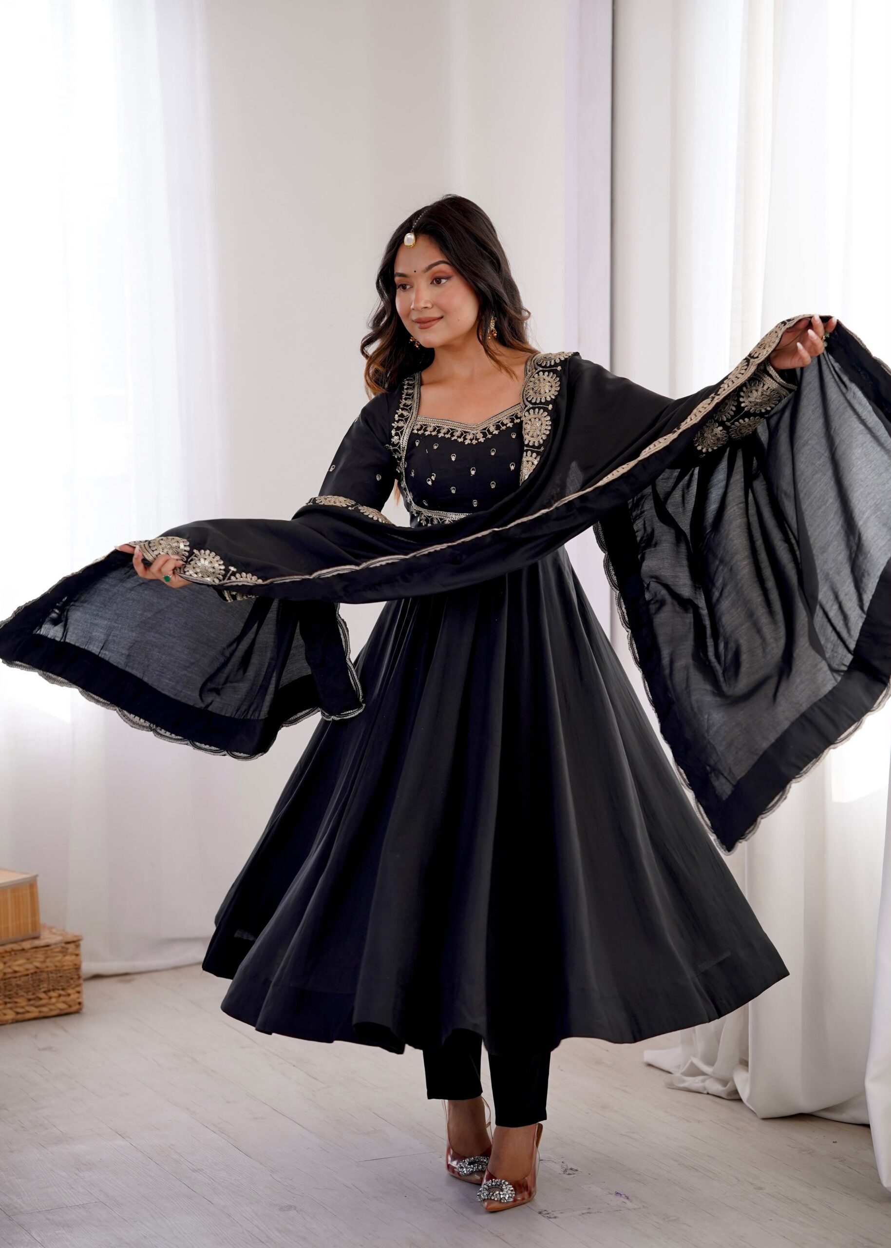 ZF 5026 Black Colour Roman Silk Salwar Suit with Embroidery Work. Best Price ₹2399. Delivery 4-6 Working Days. Online Shop now. | Anarkali Suits, Bollywood Anarkali, Creative-Anarkali, Designer Anarkali, Embroidered Anarkali, Party Wear Anarkali