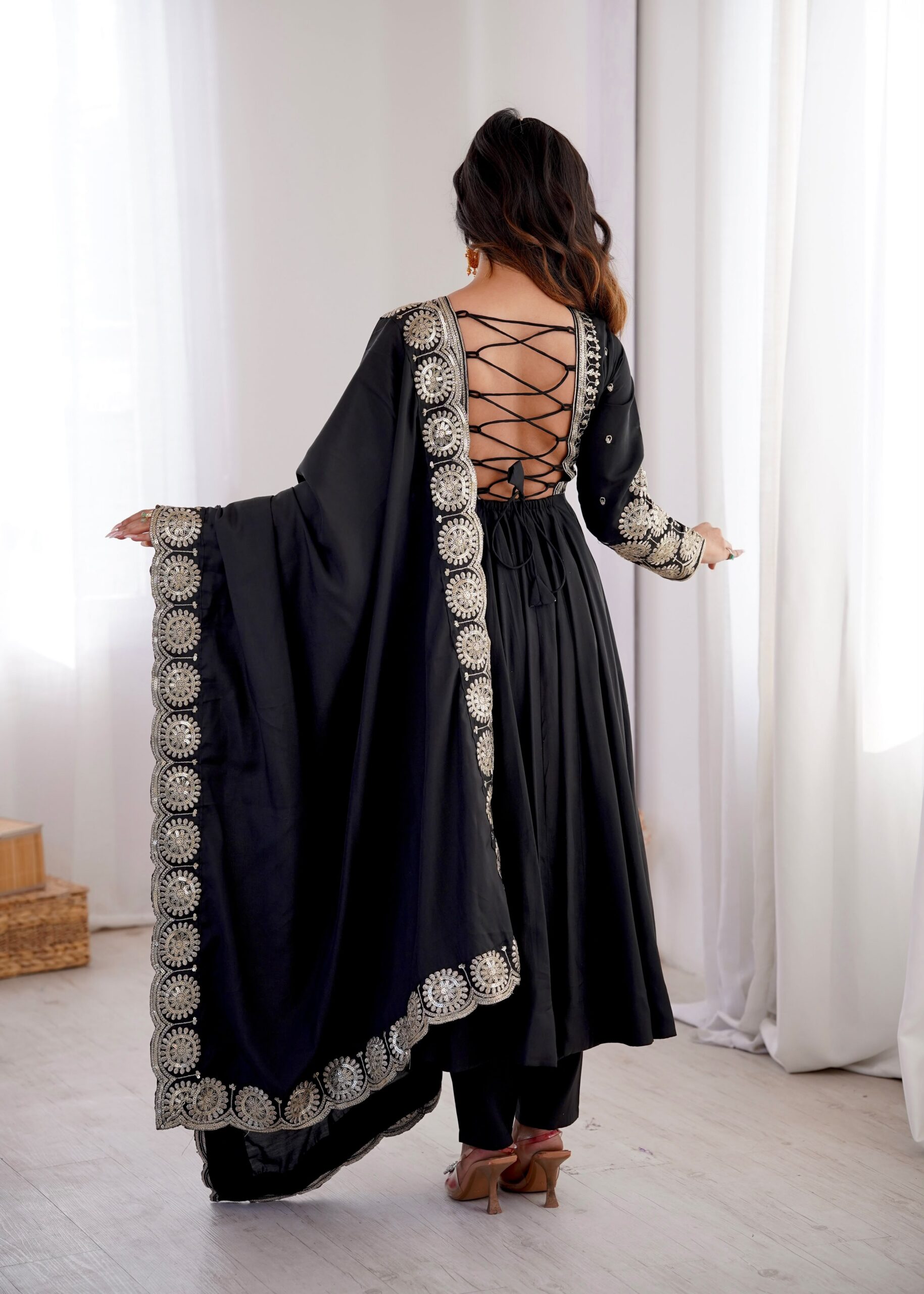 ZF 5026 Black Colour Roman Silk Salwar Suit with Embroidery Work. Best Price ₹2399. Delivery 4-6 Working Days. Online Shop now. | Anarkali Suits, Bollywood Anarkali, Creative-Anarkali, Designer Anarkali, Embroidered Anarkali, Party Wear Anarkali