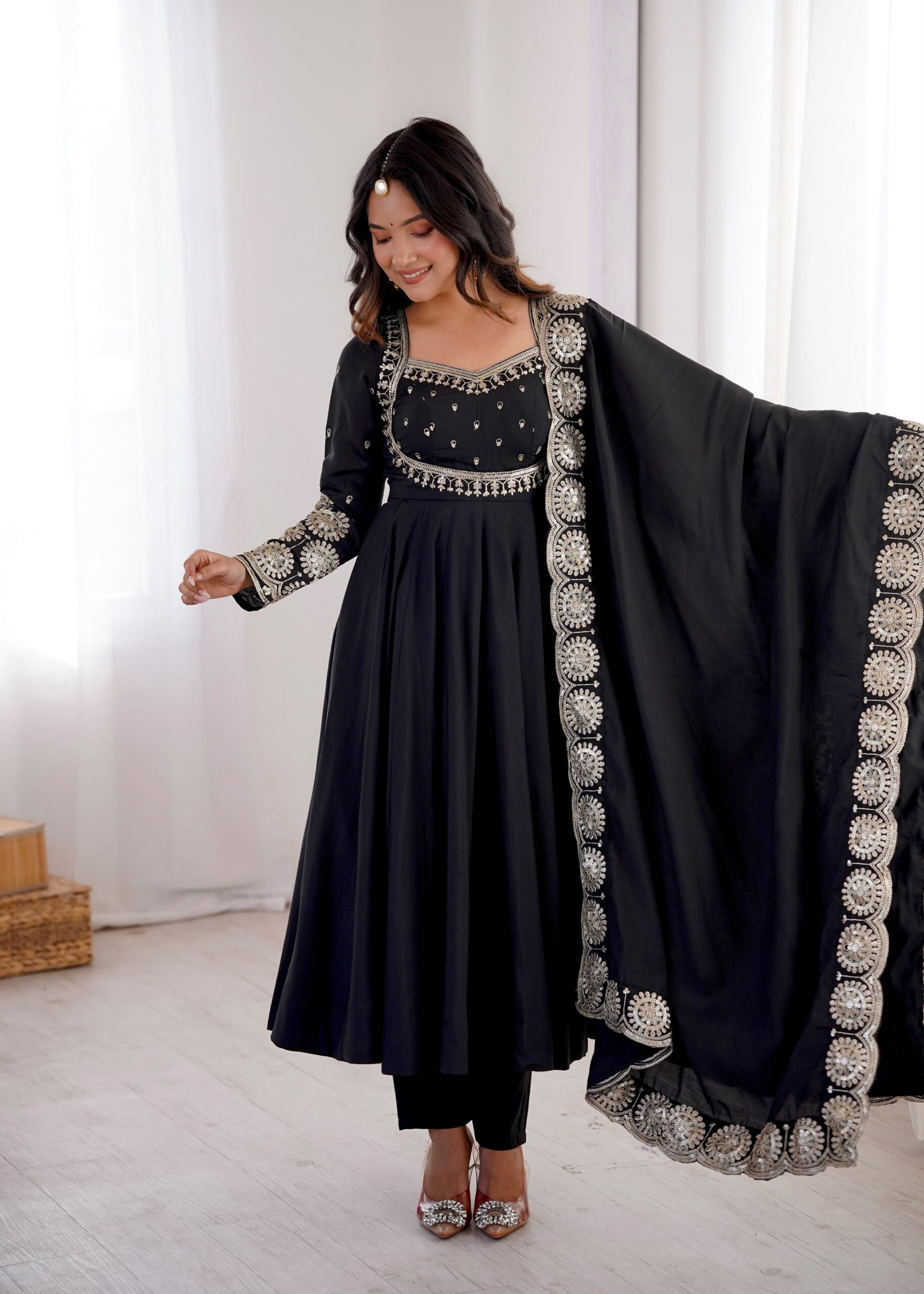 ZF 5026 Black Colour Roman Silk Salwar Suit with Embroidery Work. Best Price ₹2399. Delivery 4-6 Working Days. Online Shop now. | Anarkali Suits, Bollywood Anarkali, Creative-Anarkali, Designer Anarkali, Embroidered Anarkali, Party Wear Anarkali