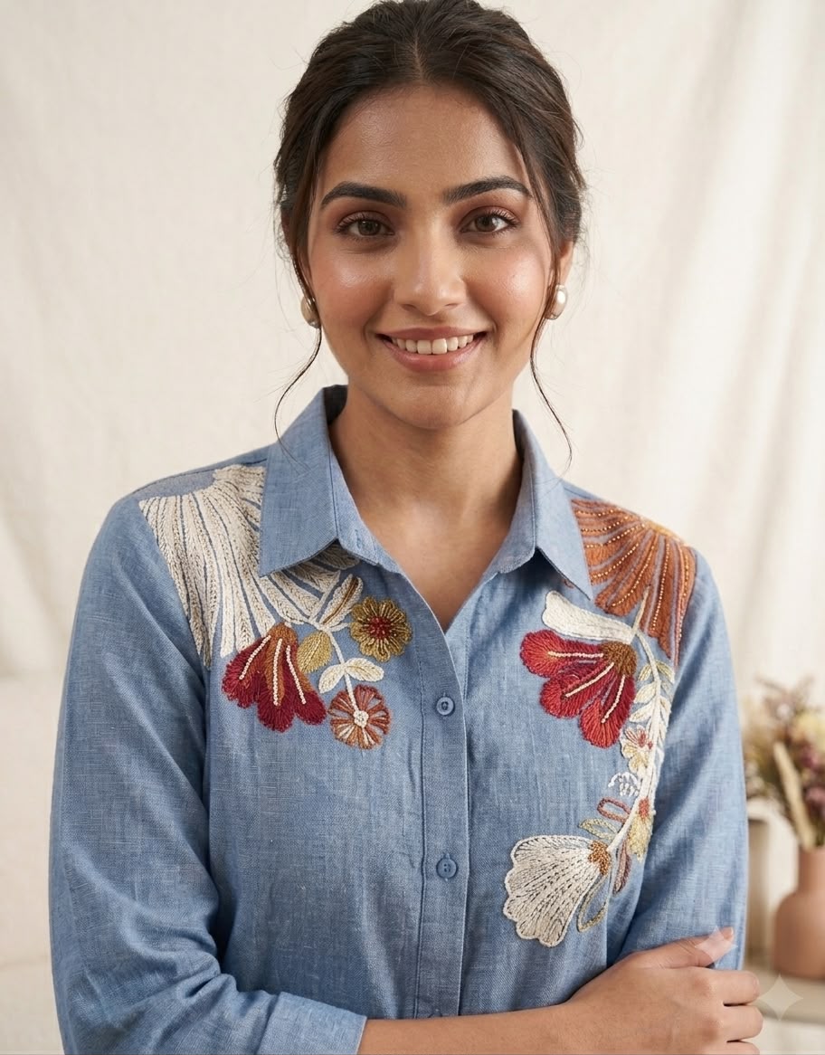 BE 483 Blue in Cotton Denim Embroidery Work & Sequins Work Kurti . Grab it for ₹1949. Delivery 4-6 Working Days. Shop now. | Kurti, Bollywood Kurti, Creative Kurtis, Designer Kurti, Party Wear Kurti, Selfie Kurti