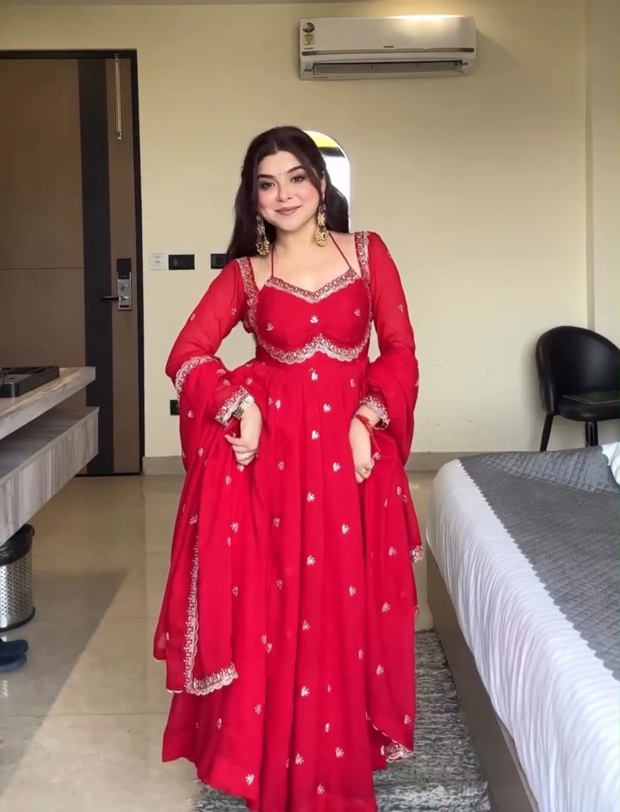 NSR 874 Red Georgette Thread With Sequence Gown Perfect for Wedding, Party, Reception, Holi, Eid . Available at ₹1799 only. Delivery 4-6 Working Days. | Gowns, Bollywood Gowns, Creative Gowns, Designer Gowns, Embroidered Gowns, Party Wear Gowns