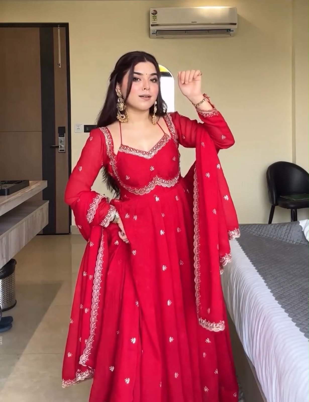 NSR 874 Red Georgette Thread With Sequence Gown Perfect for Wedding, Party, Reception, Holi, Eid . Available at ₹1799 only. Delivery 4-6 Working Days. | Gowns, Bollywood Gowns, Creative Gowns, Designer Gowns, Embroidered Gowns, Party Wear Gowns