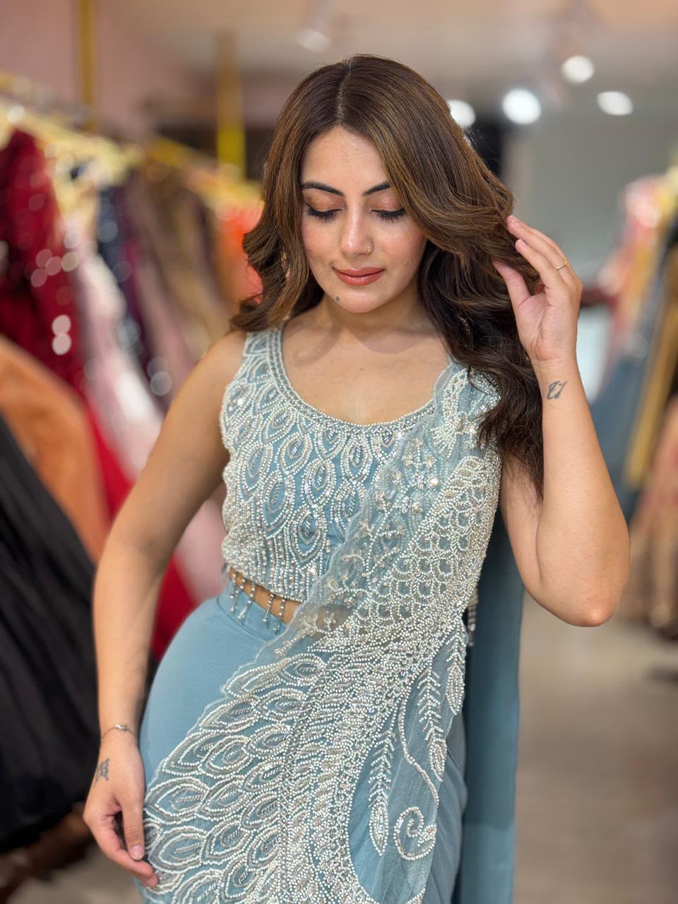 ST 1194 Sky Blue Soft Rangoli Silk Saree with Embroidery Work & Lace Work. Special Price ₹2299. Delivery 4-6 Working Days. Shop now. | Sarees, Bollywood Sarees, Creative Sarees, Designer Sarees, Embroidered Sarees, Ethnic Saree, Modern Digital sarees, Party Wear Sarees