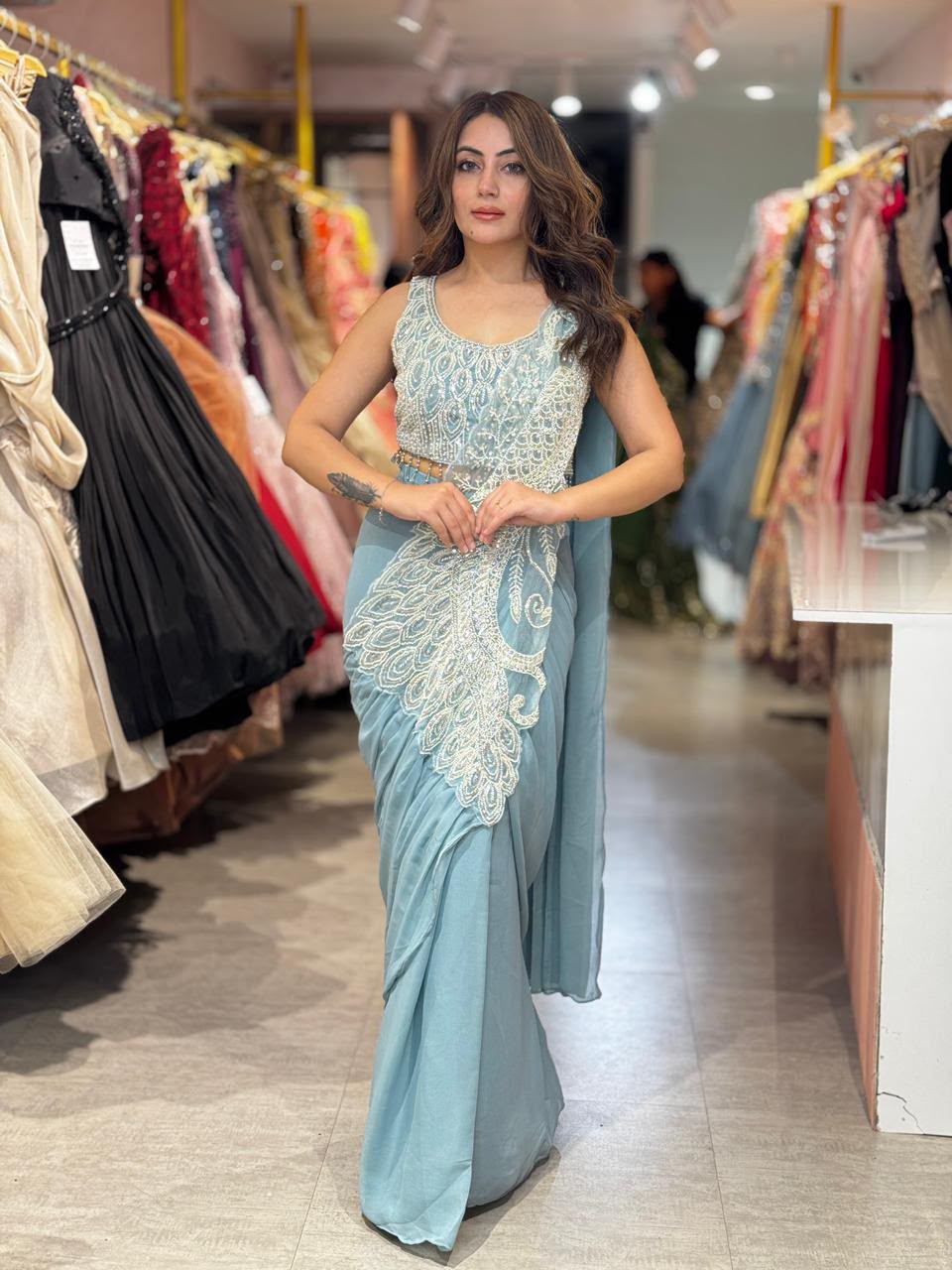 ST 1194 Sky Blue Soft Rangoli Silk Saree with Embroidery Work & Lace Work. Special Price ₹2299. Delivery 4-6 Working Days. Shop now. | Sarees, Bollywood Sarees, Creative Sarees, Designer Sarees, Embroidered Sarees, Ethnic Saree, Modern Digital sarees, Party Wear Sarees