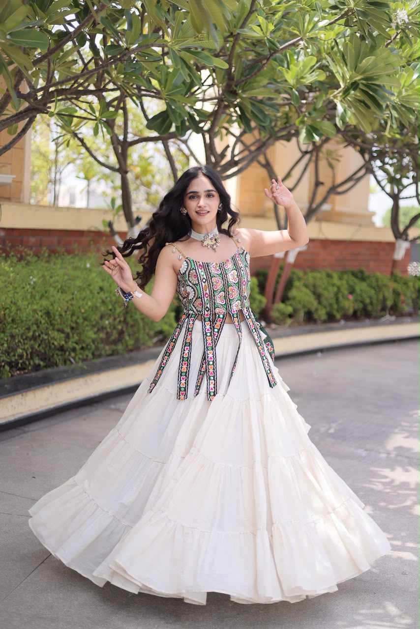 KA 5075 White Kora Cotton Lehenga Choli erfect for Wedding, Party, Haldi, Traditional Day, Makar Sankranti – . Special Price ₹2899. Delivery 4-6 Working | Lehenga, Bollywood Lehenga, Creative Lehenga, Designer Lehenga, Embroidered Lehenga, Party Wear Lehenga