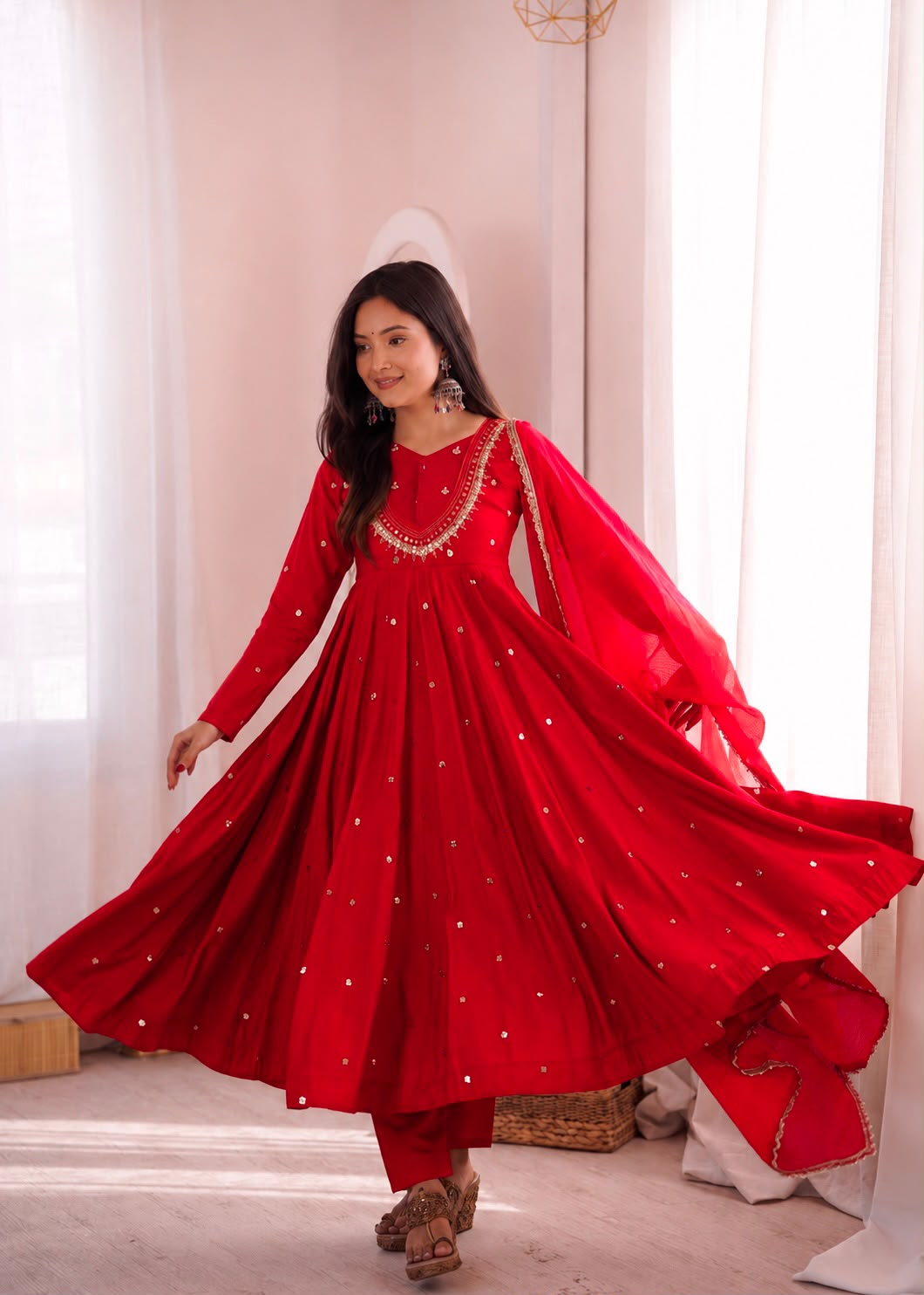 ZF 5023 Red Roman Silk Gown with Mirror Work & Embroidery Work. Special Price ₹2099. Delivery 4-6 Working Days. Shop now. | Gowns, Bollywood Gowns, Creative Gowns, Designer Gowns, Embroidered Gowns, Party Wear Gowns