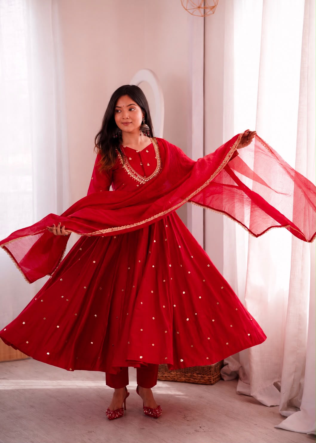 ZF 5023 Red Roman Silk Gown with Mirror Work & Embroidery Work. Special Price ₹2099. Delivery 4-6 Working Days. Shop now. | Gowns, Bollywood Gowns, Creative Gowns, Designer Gowns, Embroidered Gowns, Party Wear Gowns
