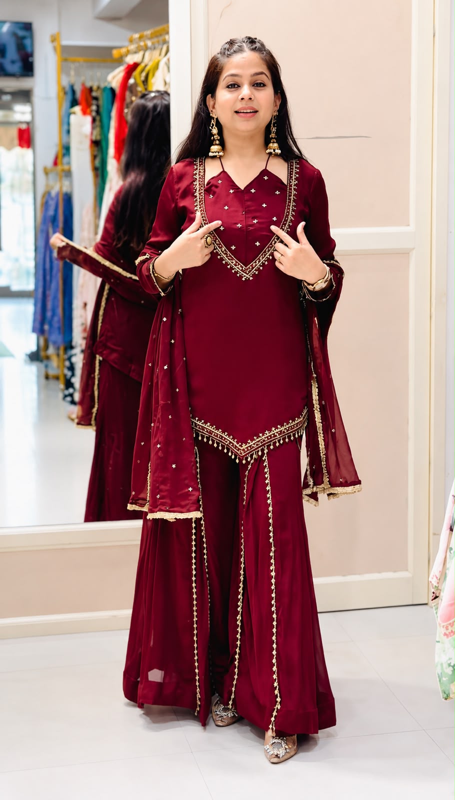 JF 054 Maroon Color Roman Silk Salwar Suit with Embroidery Work. Available at ₹2399 only. Delivery 4-6 Working Days. Shop now. | Jump Suits, Salwar suit, Casual Suits, Creative suits, Designer Suits, Palazzo Suits, Party Wear Suits, Patiala Suits, Straight Suits