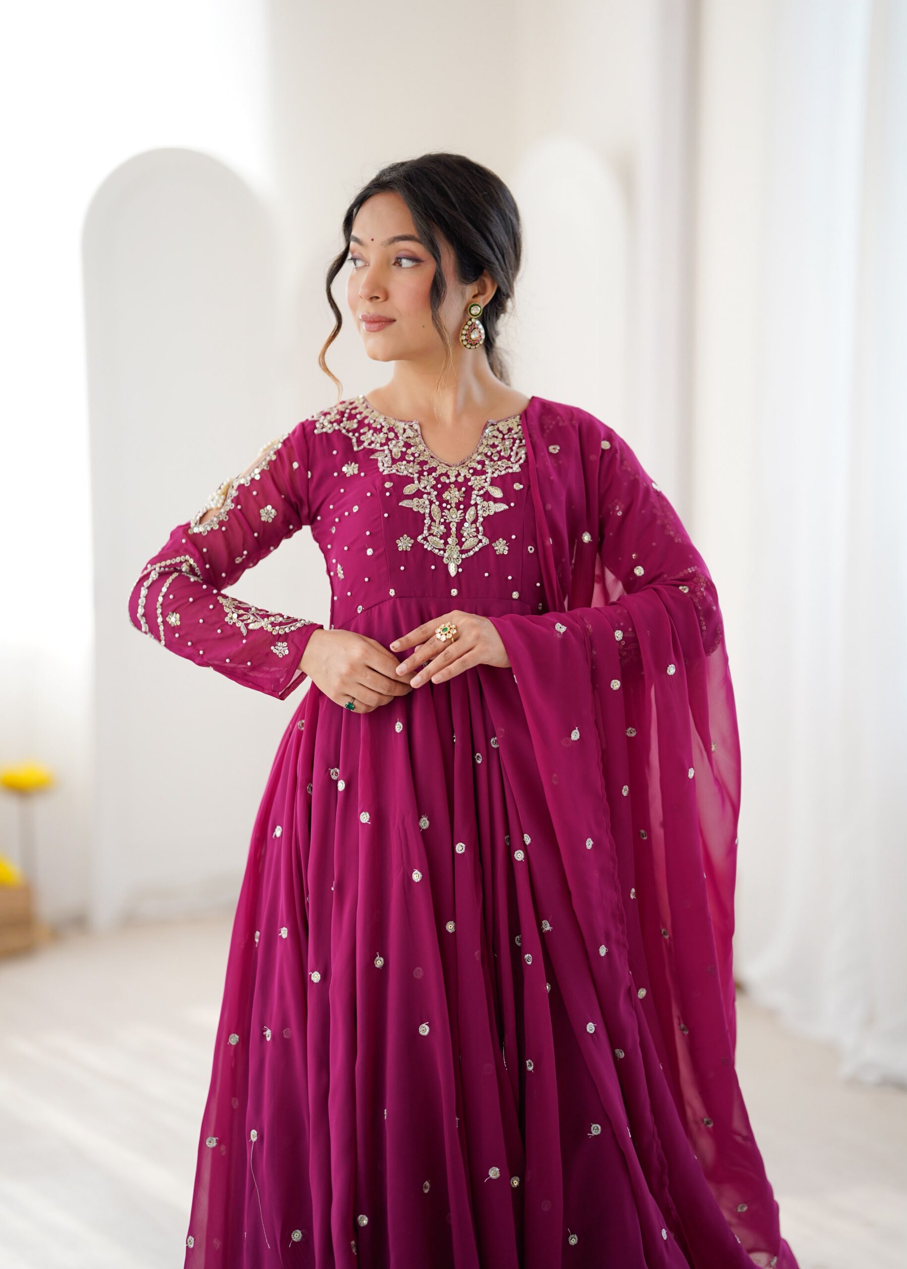 JF 056 Pink Faux Georgette Salwar Suit with Mirror Work & Embroidery Work. Get it for ₹2349. Delivery 4-6 Working Days. Shop now. | Jump Suits, Salwar suit, Casual Suits, Creative suits, Designer Suits, Palazzo Suits, Party Wear Suits, Patiala Suits, Straight Suits