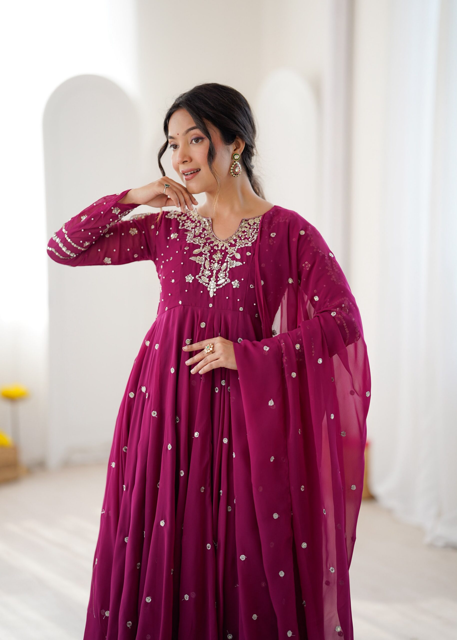 JF 056 Pink Faux Georgette Salwar Suit with Mirror Work & Embroidery Work. Get it for ₹2349. Delivery 4-6 Working Days. Shop now. | Jump Suits, Salwar suit, Casual Suits, Creative suits, Designer Suits, Palazzo Suits, Party Wear Suits, Patiala Suits, Straight Suits