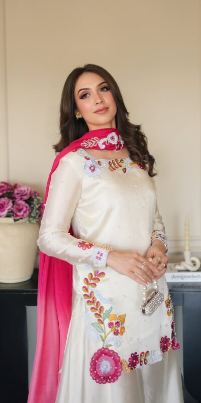 VLM 338 White Color Roman Silk Salwar Suit with Embroidery Work. Available at ₹2499 only. Delivery 4-6 Working Days. Shop now. | Jump Suits, Salwar suit, Casual Suits, Creative suits, Designer Suits, Palazzo Suits, Party Wear Suits, Patiala Suits, Straight Suits
