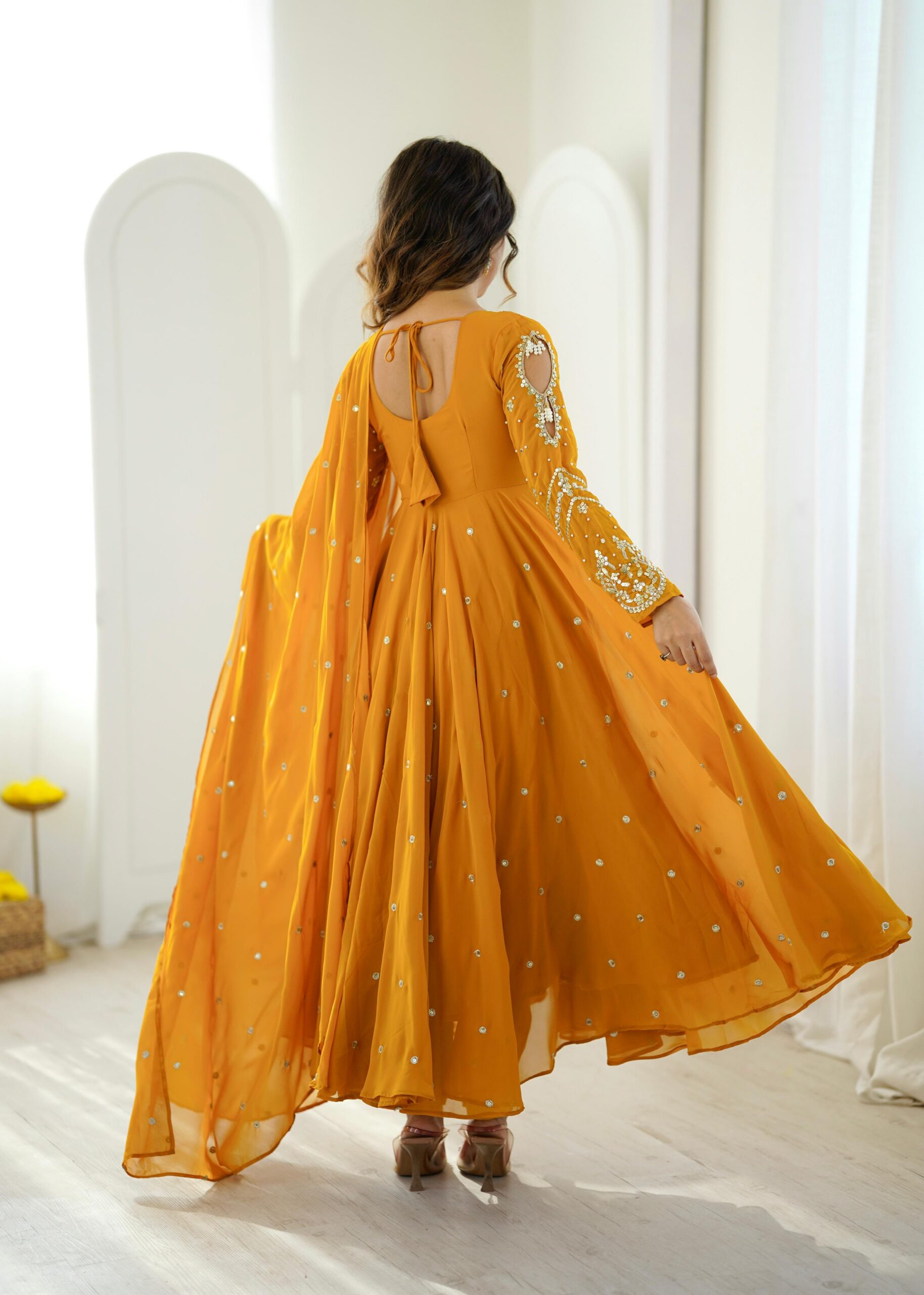 JF 056 Yellow Faux Georgette Salwar Suit with Mirror Work & Embroidery Work. Get it for ₹2349. Delivery 4-6 Working Days. Shop now. | Jump Suits, Salwar suit, Casual Suits, Creative suits, Designer Suits, Palazzo Suits, Party Wear Suits, Patiala Suits, Straight Suits