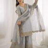 ZSR 3167 Grey Fendy Silk Salwar Suitwith Embroidery Work & Lace Work. Now at just ₹2149. Delivery 4-6 Working Days. Shop now. | Jump Suits, Salwar suit, Casual Suits, Creative suits, Designer Suits, Palazzo Suits, Party Wear Suits, Patiala Suits, Straight Suits