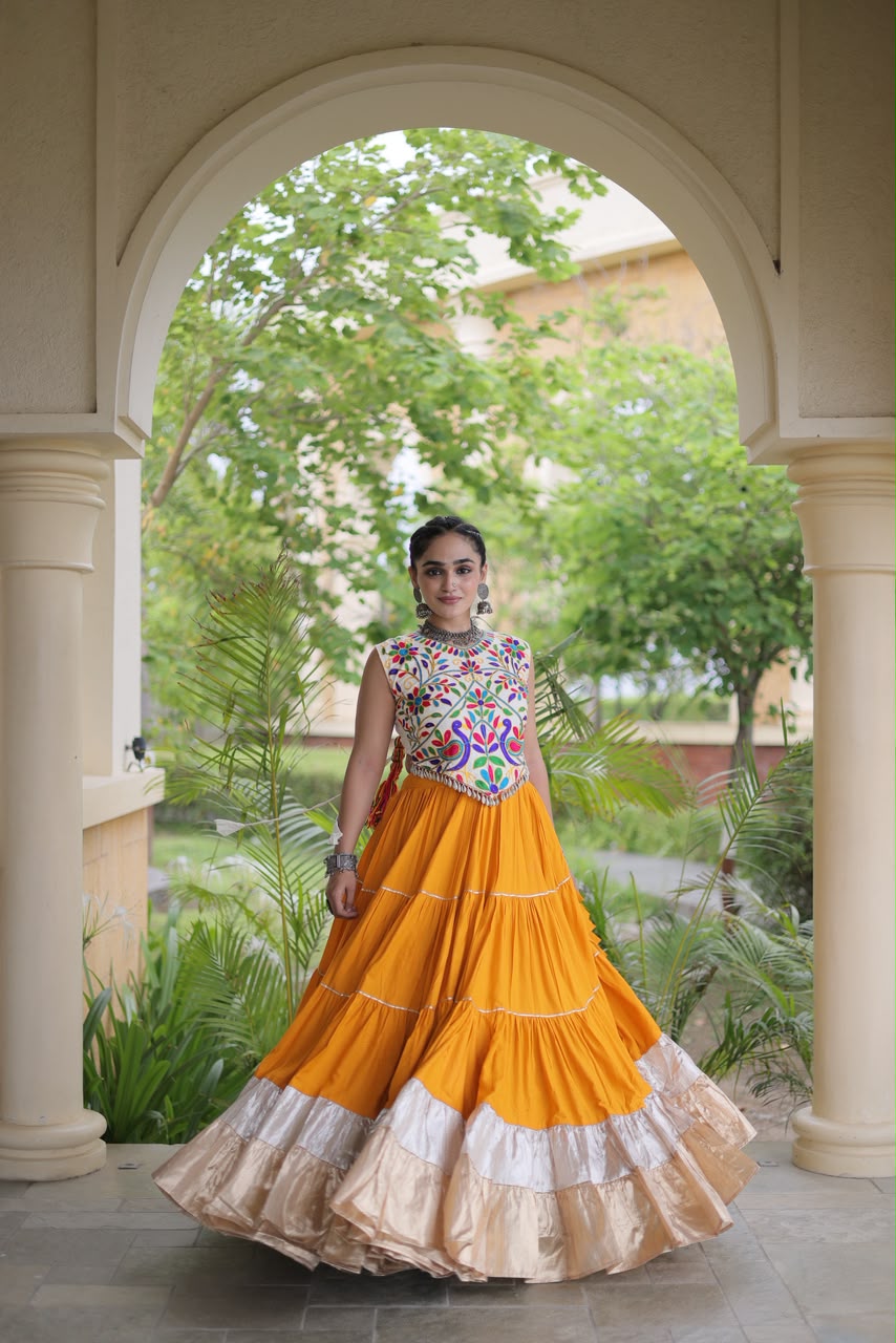 KA 5071 Orange Rayon Embroidery Work & Cowrie Work Lehenga Choli . Grab it for ₹2849. Delivery 4-6 Working Days. Shop now. | Lehenga, Bollywood Lehenga, Creative Lehenga, Designer Lehenga, Embroidered Lehenga, Party Wear Lehenga