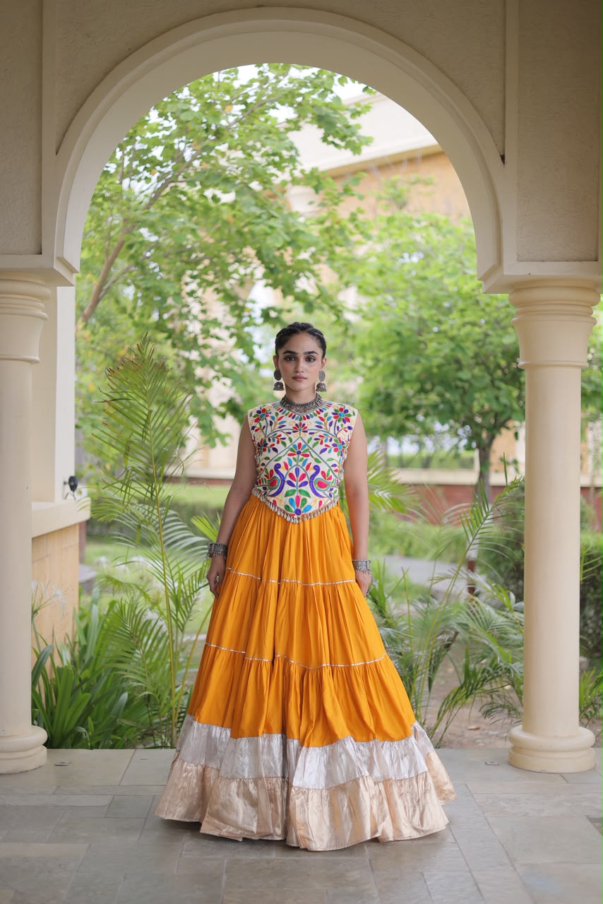 KA 5071 Orange Rayon Embroidery Work & Cowrie Work Lehenga Choli . Grab it for ₹2849. Delivery 4-6 Working Days. Shop now. | Lehenga, Bollywood Lehenga, Creative Lehenga, Designer Lehenga, Embroidered Lehenga, Party Wear Lehenga