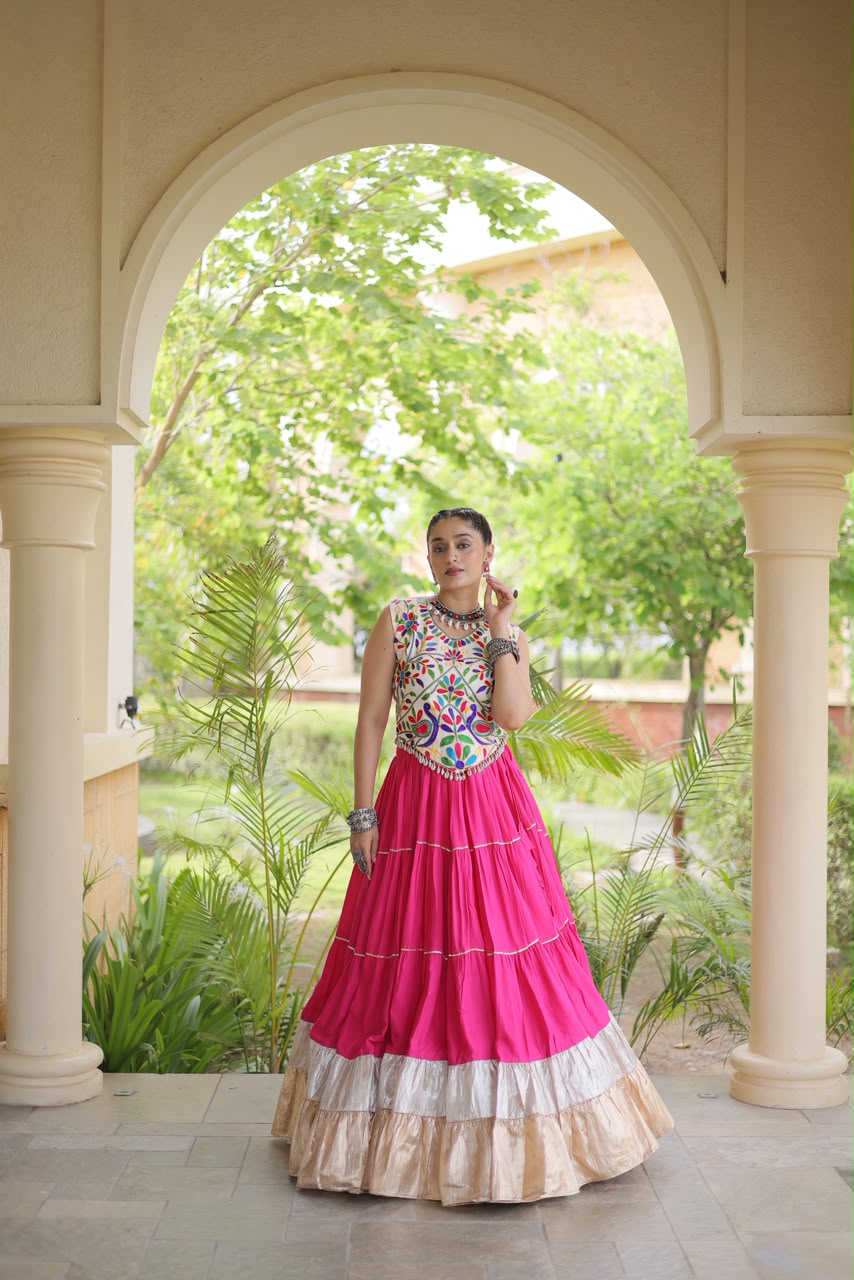 KA 5071 Pink colour Rayon Embroidery Work & Cowrie Work Lehenga Choli . Grab it for ₹2849. Delivery 4-6 Working Days. Shop now. | Lehenga, Bollywood Lehenga, Creative Lehenga, Designer Lehenga, Embroidered Lehenga, Party Wear Lehenga
