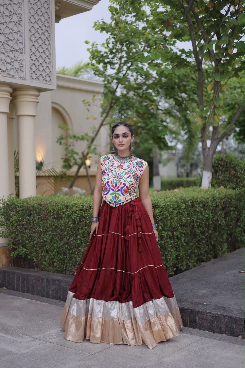 KA 5071 Red Color Rayon Embroidery Work & Cowrie Work Lehenga Choli . Grab it for ₹2849. Delivery 4-6 Working Days. Shop now. | Lehenga, Bollywood Lehenga, Creative Lehenga, Designer Lehenga, Embroidered Lehenga, Party Wear Lehenga
