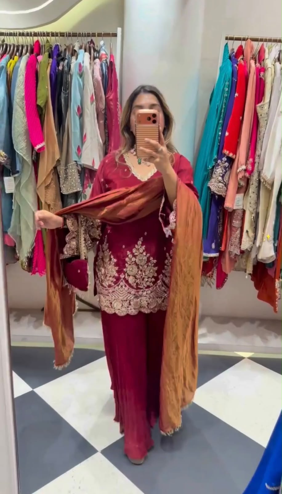 Aglow Maroon French Crep Silk Sequence Work Salwar Suit - Image 3