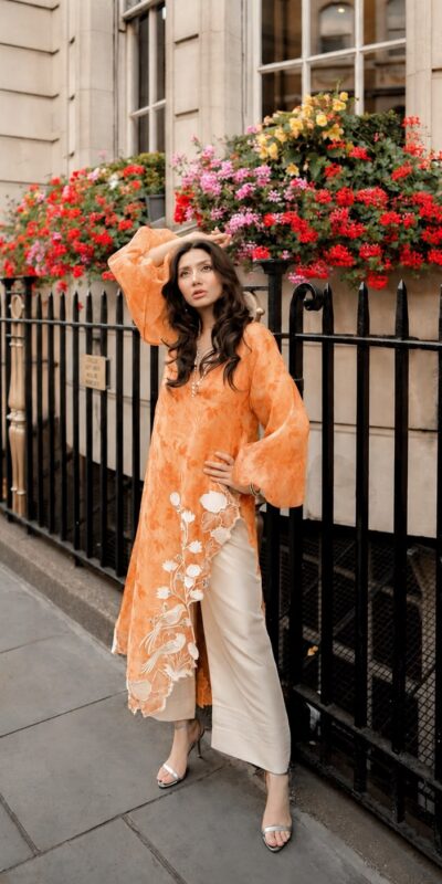 Alternative view of Special Orange Organza Silk Digital Print Work Salwar Suit
