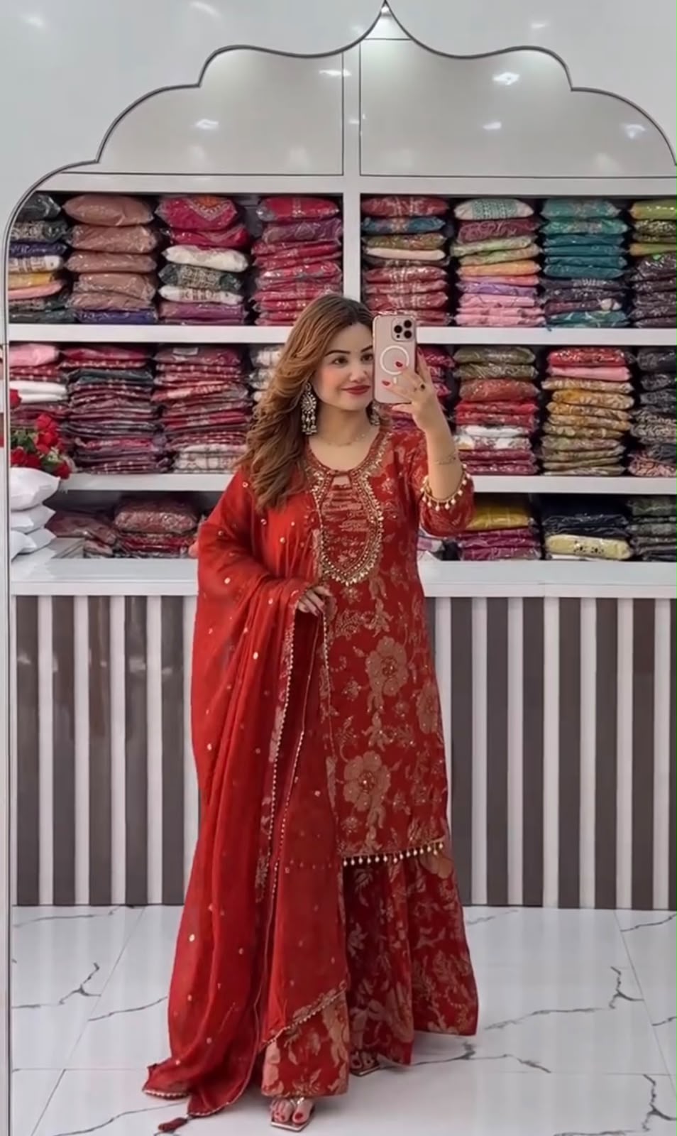 ST 1207 Red Faux Georgette Salwar Suit with Embroidery Work. Available at ₹2949 only. Delivery 4-6 Working Days. Shop now. | Jump Suits, Tops & Bottoms, Track Suits, Salwar suit, Casual Suits, Creative suits, Designer Suits, Palazzo Suits, Party Wear Suits, Patiala Suits, Straight Suits, Trendy Wear