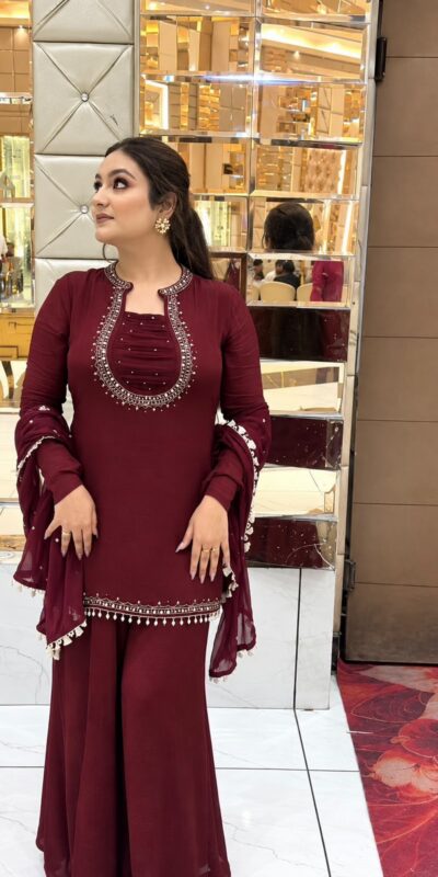 KD 1646 Maroon Georgette Salwar Suit with Mirror Work & Embroidery Work. Get it for ₹2149. Delivery 4-6 Working Days. Shop now. | Jump Suits, Salwar suit, Casual Suits, Creative suits, Designer Suits, Palazzo Suits, Party Wear Suits, Patiala Suits, Straight Suits
