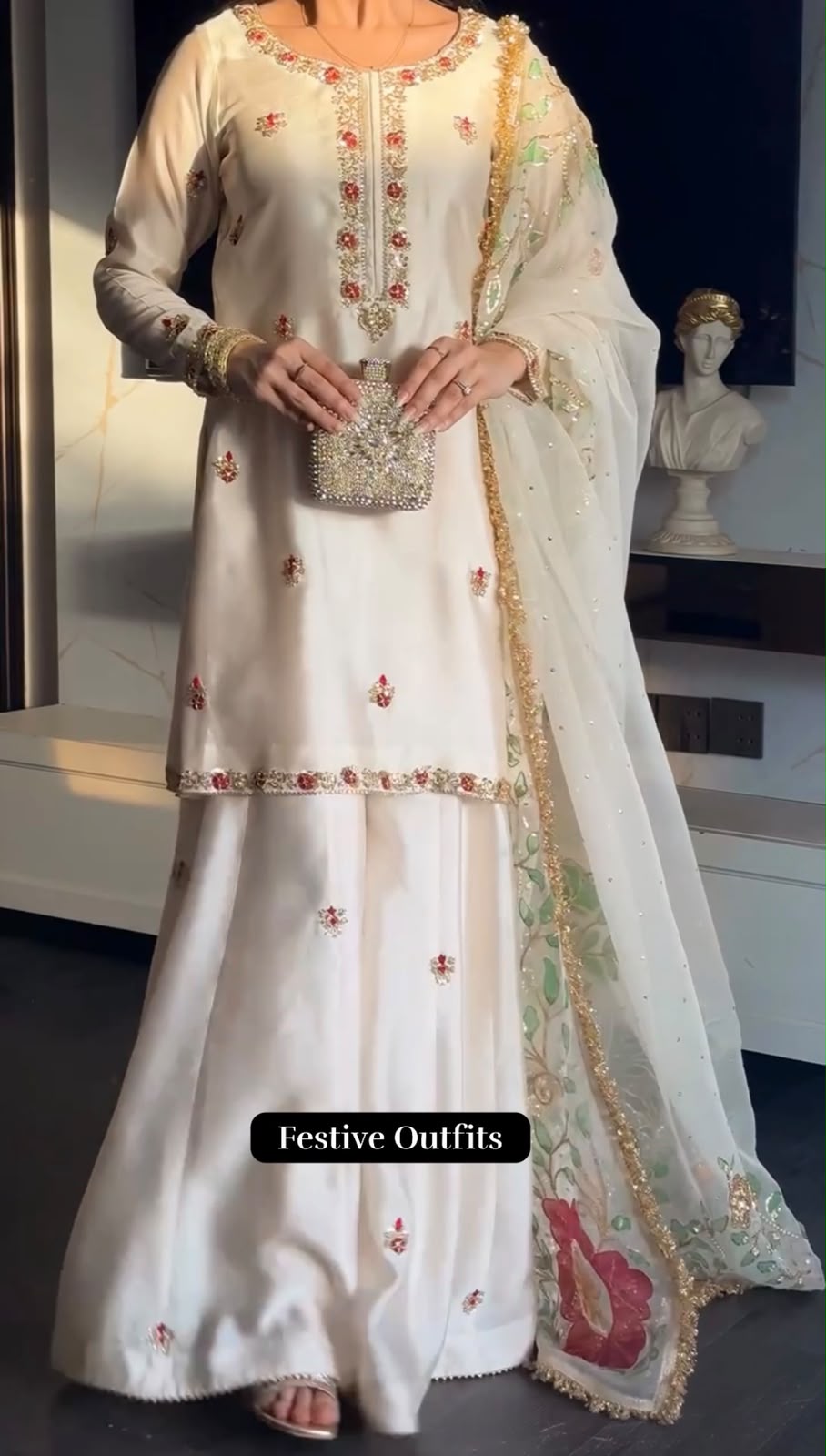 ST 1204 White Faux Georgette Salwar Suit with Embroidery Work. Available at ₹2249 only. Delivery 4-6 Working Days. Shop now. | Jump Suits, Tops & Bottoms, Track Suits, Salwar suit, Casual Suits, Creative suits, Designer Suits, Palazzo Suits, Party Wear Suits, Patiala Suits, Straight Suits, Trendy Wear
