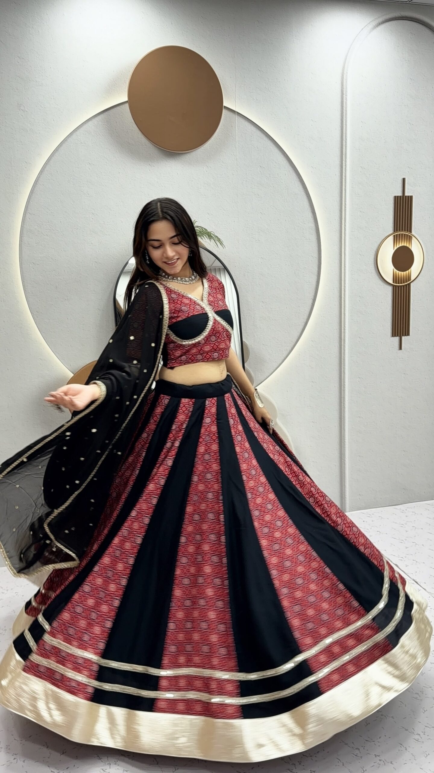 Ram 198 Black in Pure Cotton Mirror Work & Gamthi Work Lehenga Choli . Exclusive Offer ₹3149. Delivery 4-6 Working Days. Shop now. | Lehenga, Bollywood Lehenga, Creative Lehenga, Designer Lehenga, Embroidered Lehenga, Party Wear Lehenga