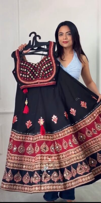BE 503 Black | Printed Roman Lehenga Choli with Mirror Work. Affordable Price ₹2299. Delivery 4-6 Working Days. Shop now. | Lehenga, Bollywood Lehenga, Creative Lehenga, Designer Lehenga, Embroidered Lehenga, Party Wear Lehenga
