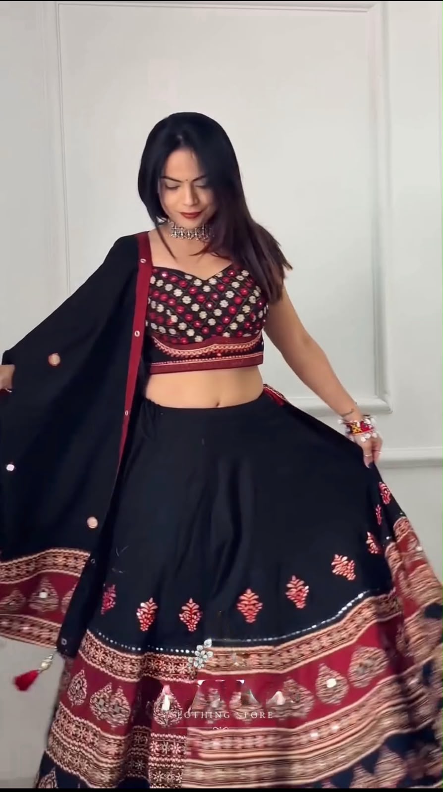 BE 503 Black | Printed Roman Lehenga Choli with Mirror Work. Affordable Price ₹2299. Delivery 4-6 Working Days. Shop now. | Lehenga, Bollywood Lehenga, Creative Lehenga, Designer Lehenga, Embroidered Lehenga, Party Wear Lehenga